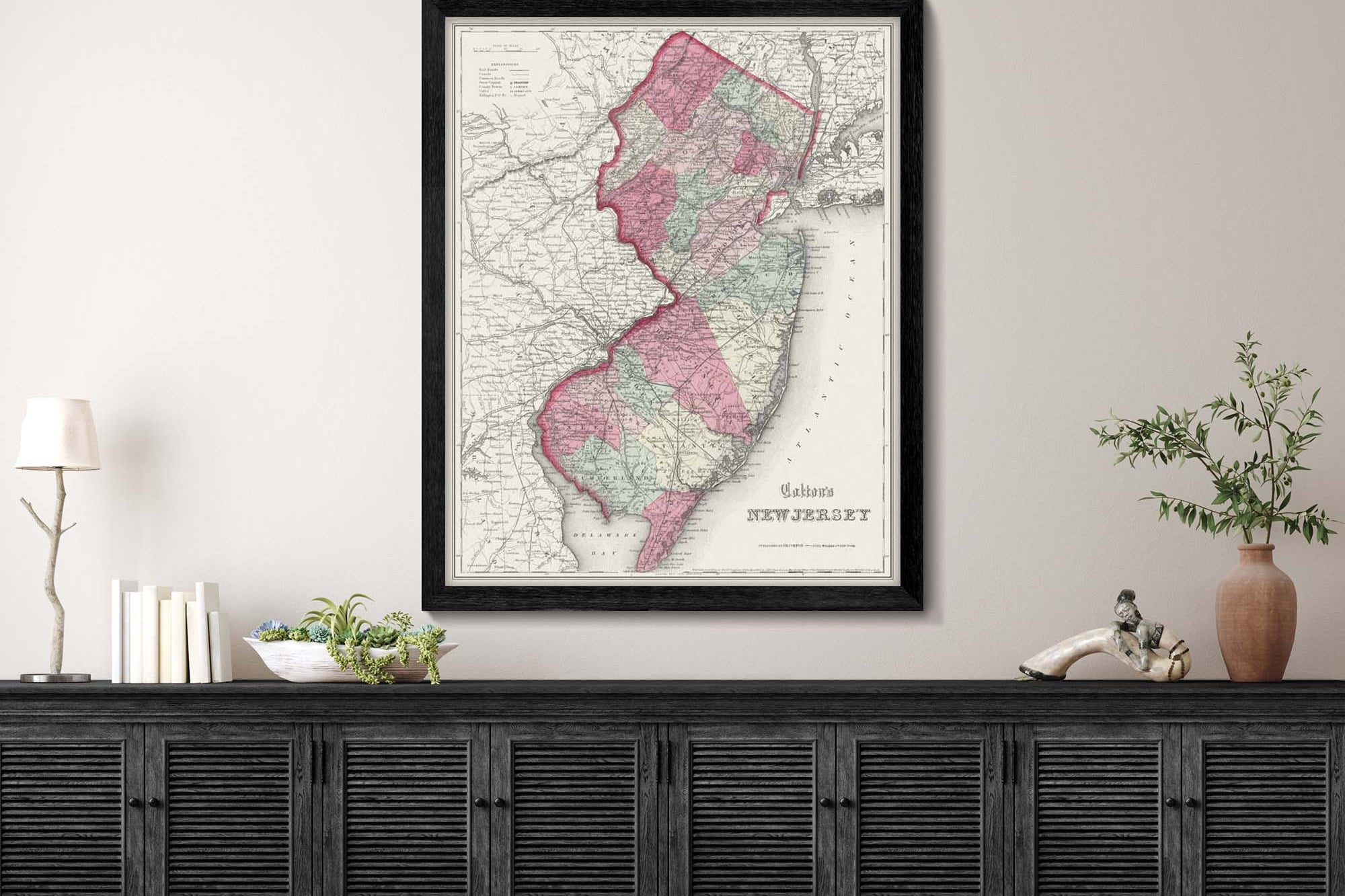 new jersey map 1850 print