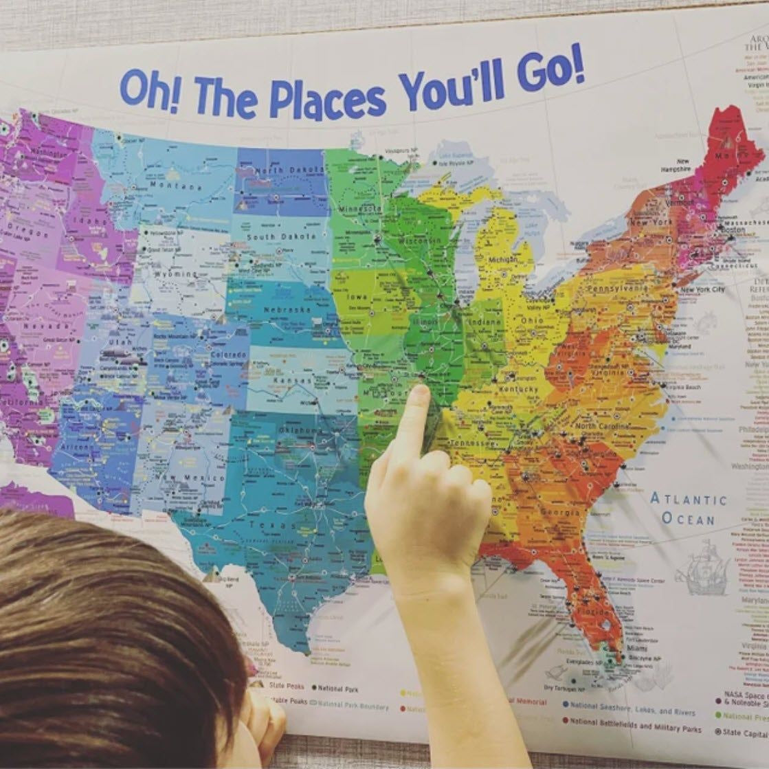 USA push pin map for kids