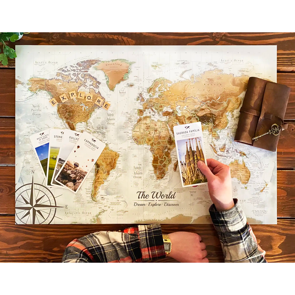 Personalized Magellan World Push Pin Travel Map - Vintage