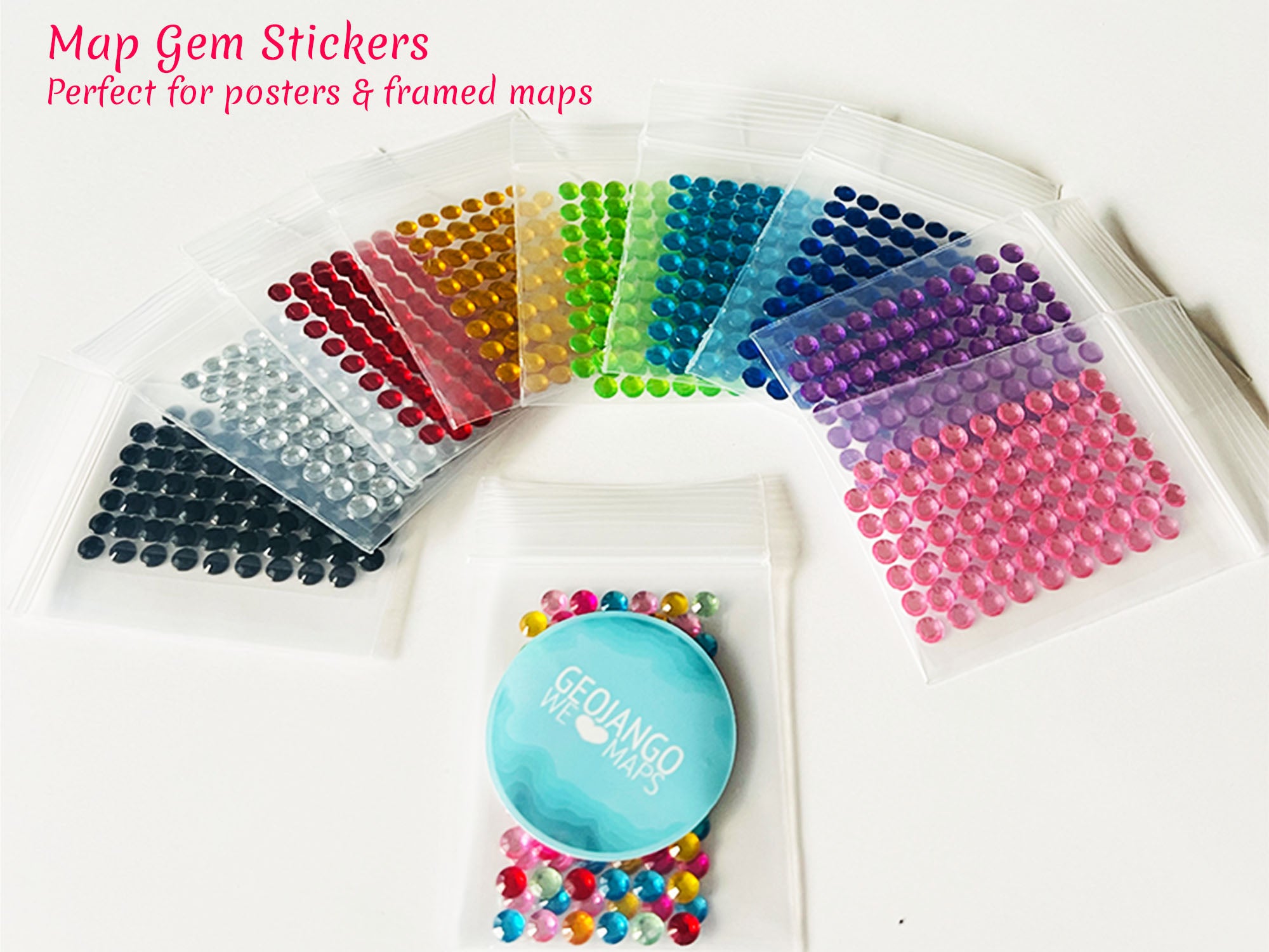 Map Gems stickers for posters