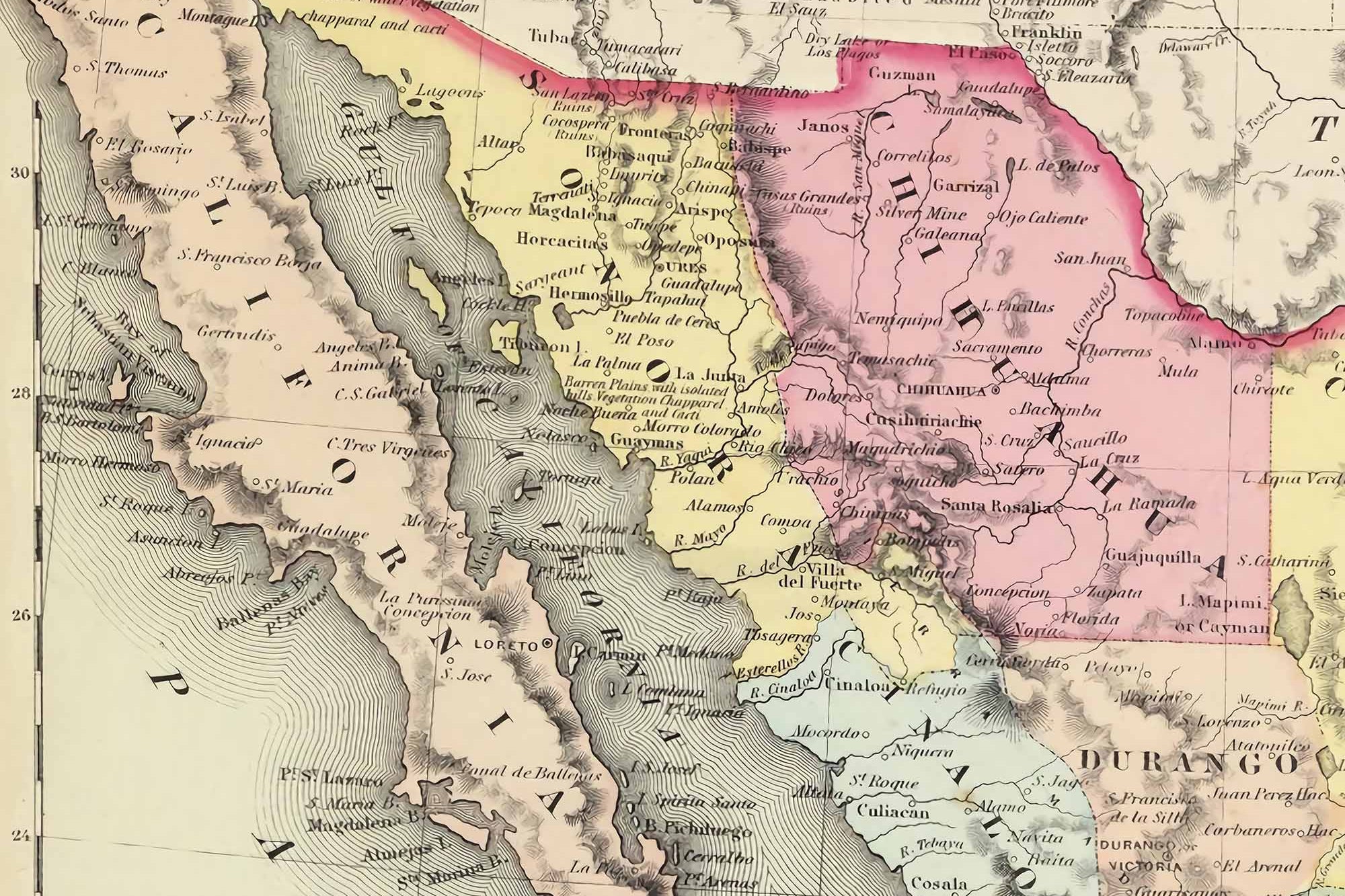 historical map of Mexico Baja Peninsula