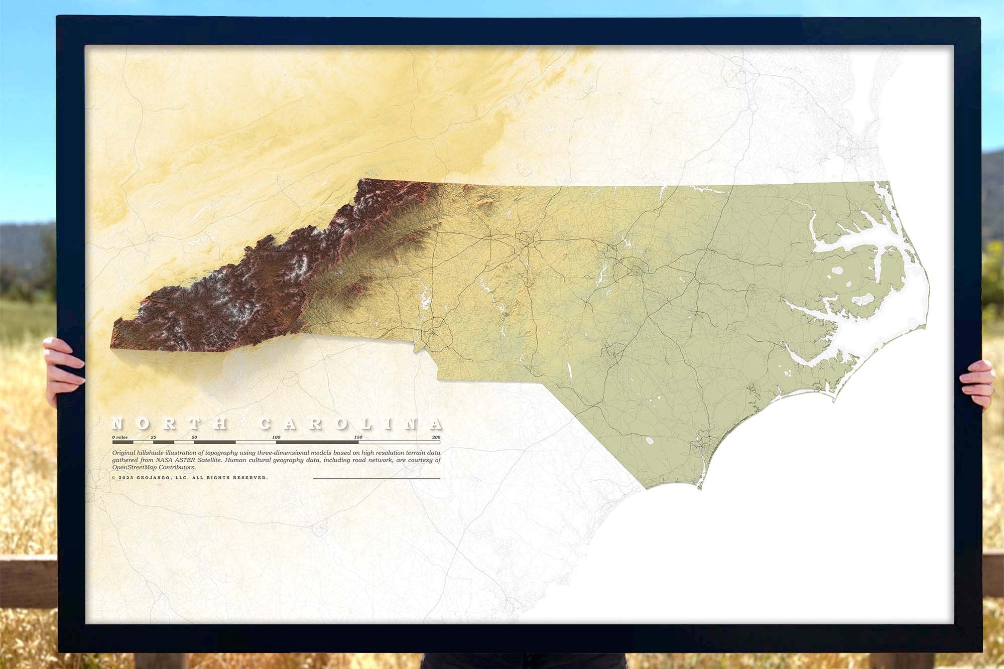 North carolina topo map print