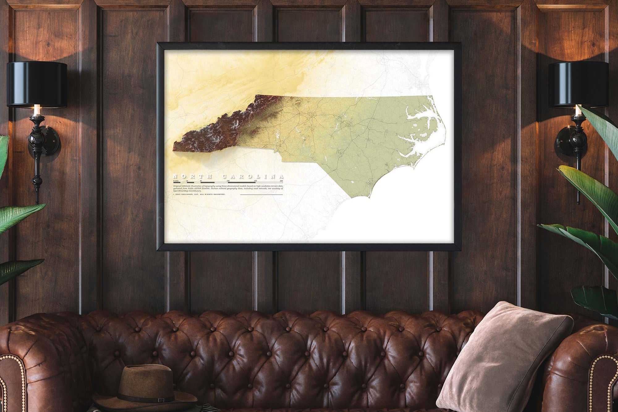 high quality north carolina topo map