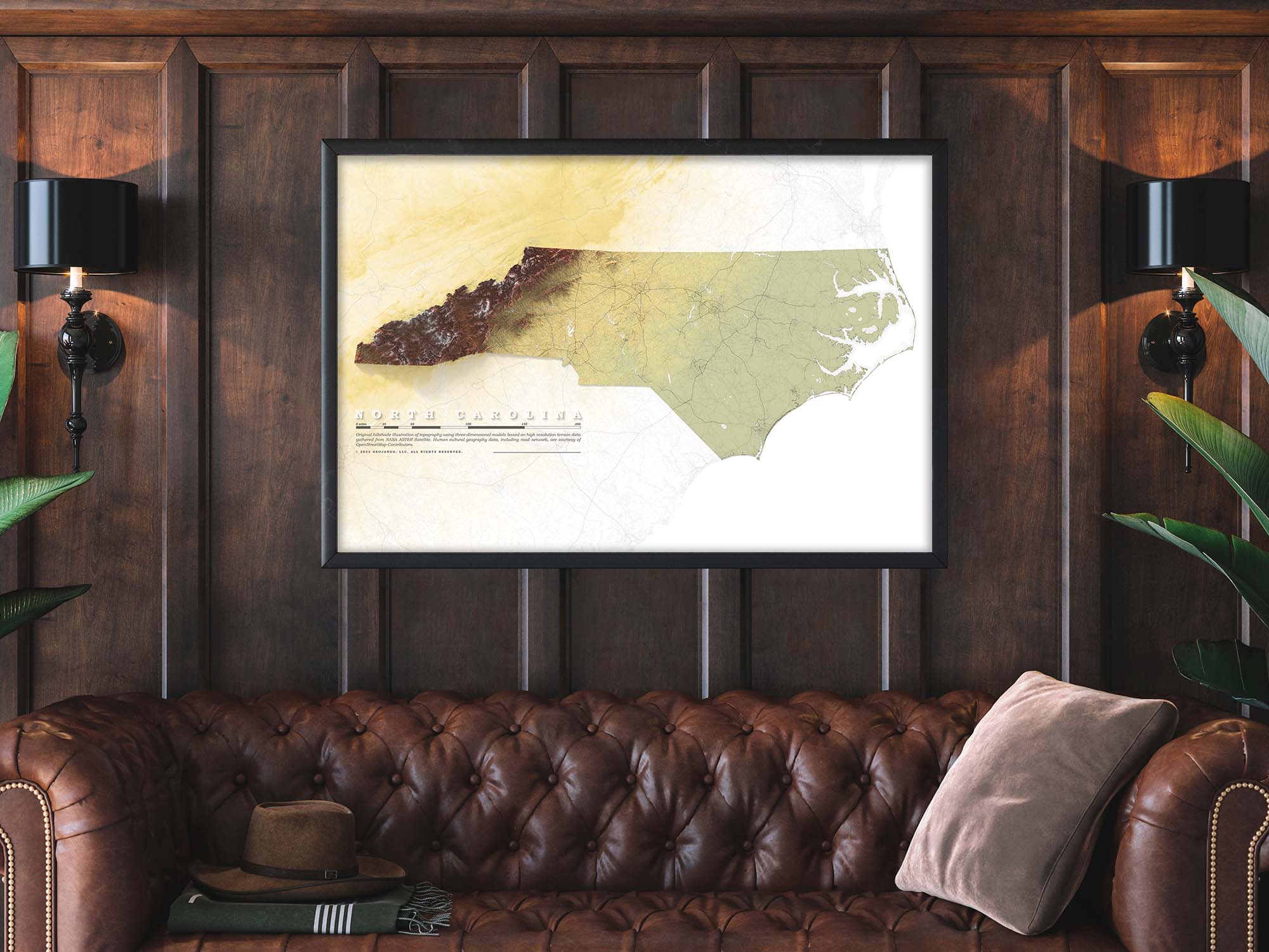high quality north carolina topo map