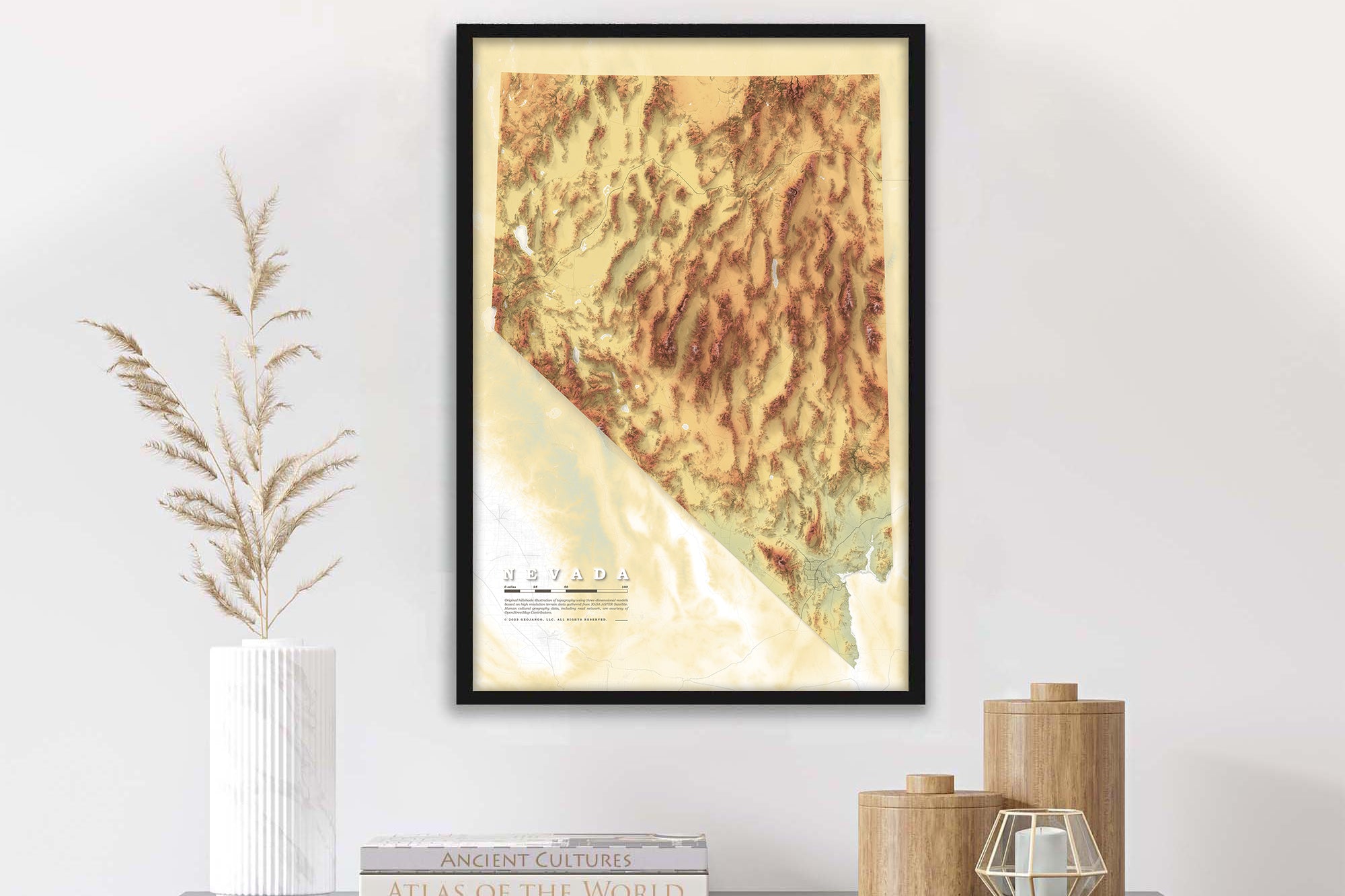 Nevada elevation map