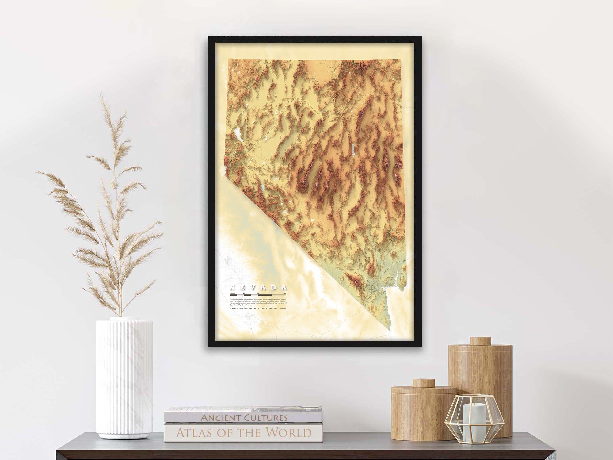 Nevada elevation map