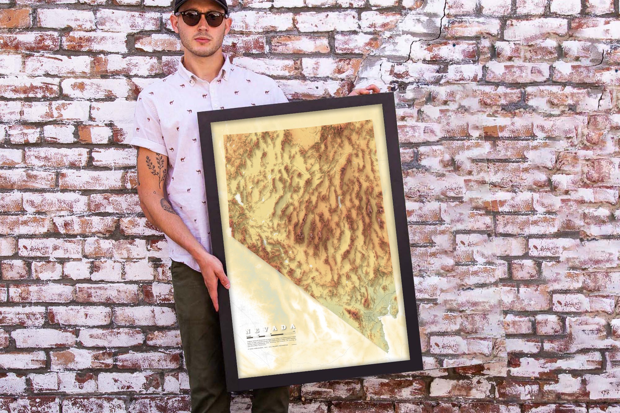 Framed map of Nevada
