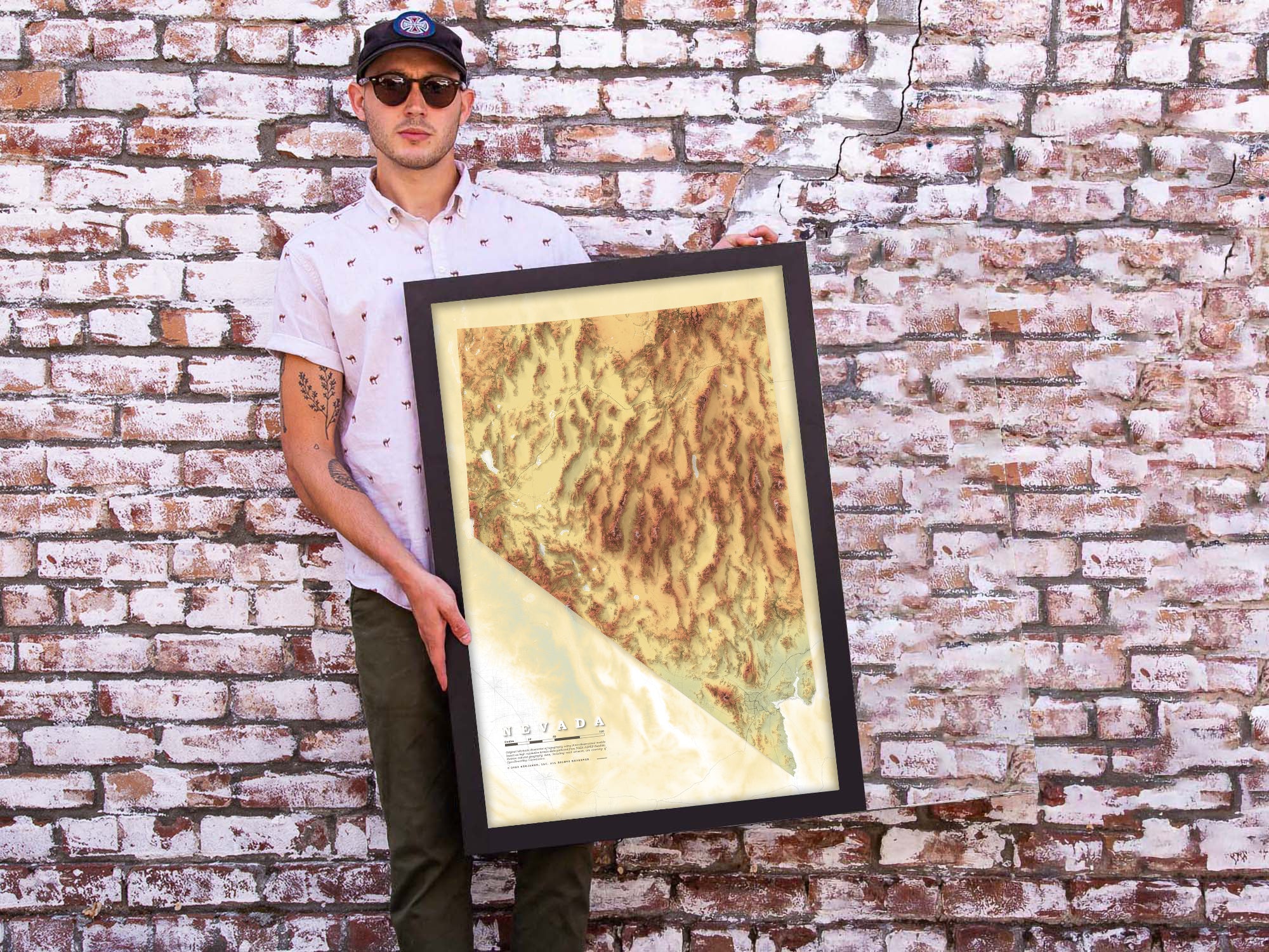 Framed map of Nevada
