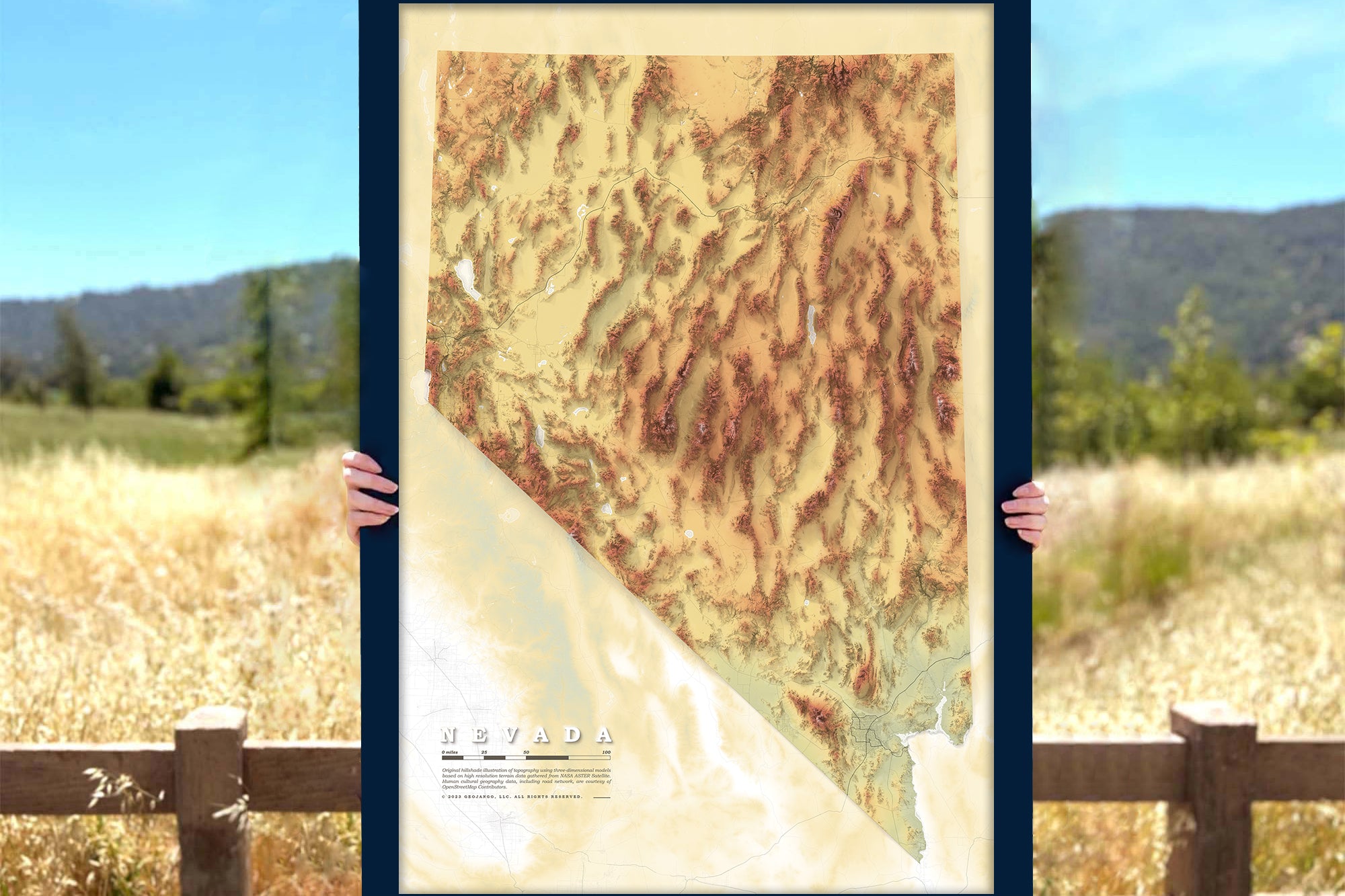 Colorful map of Nevada