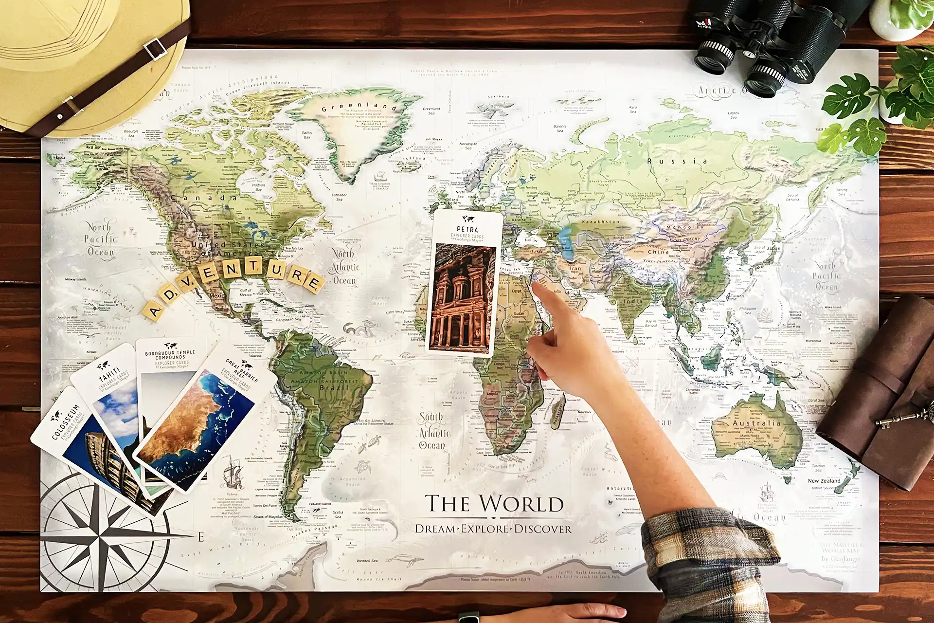 world map push pin