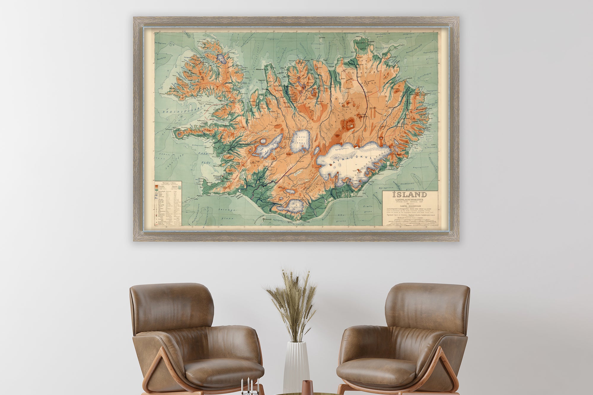 historical map of iceland green