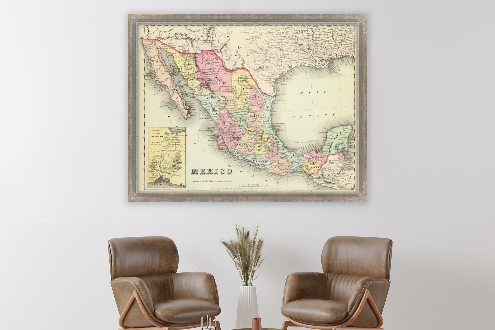 large wall map of Mexico historical