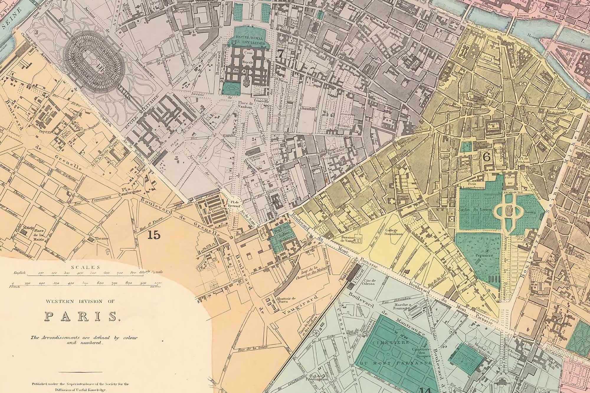 antique map of paris framed