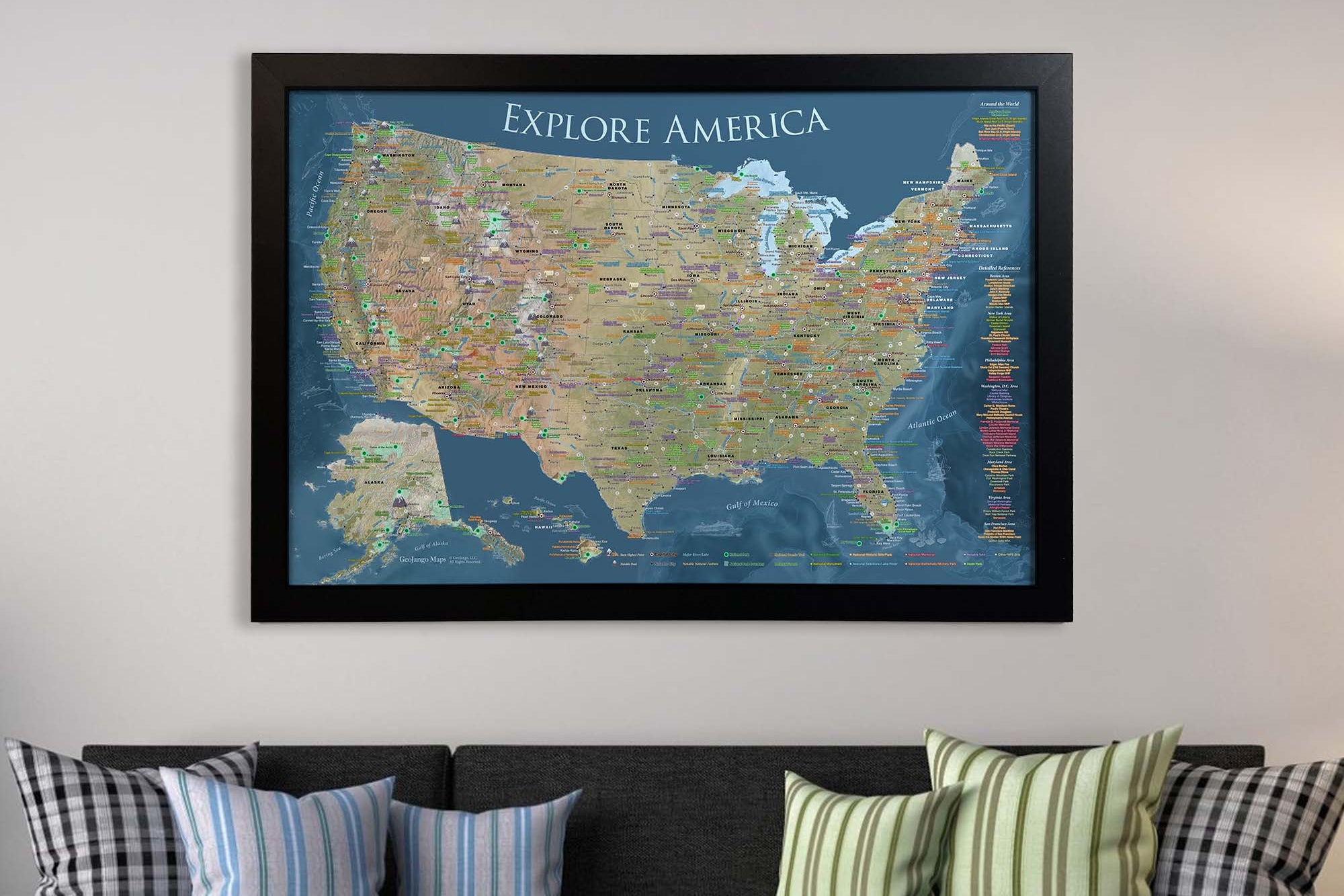 Large map of the usa with national parks
