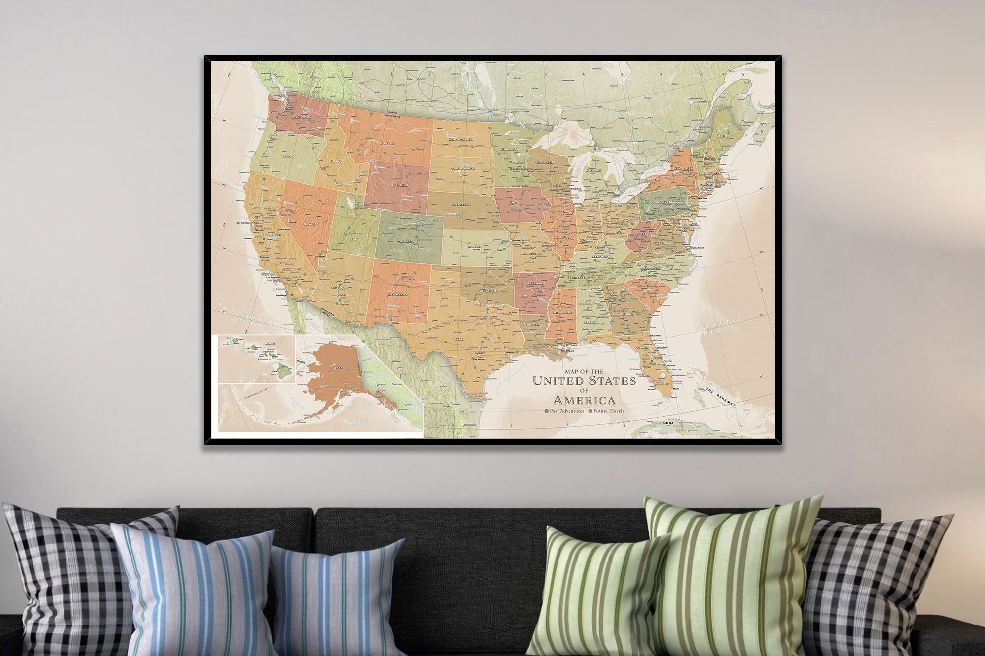 large usa pinnable map