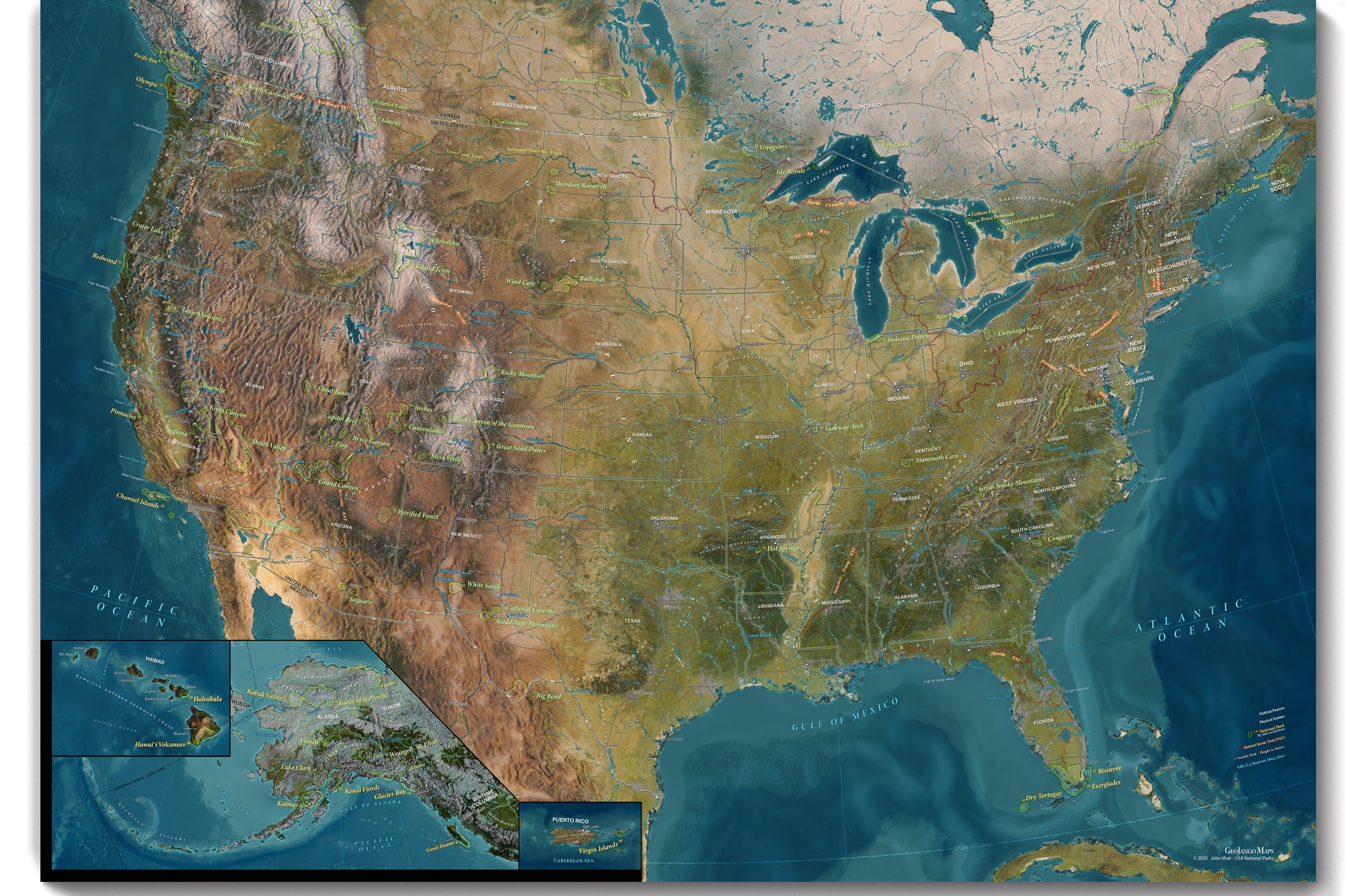 large north america map for wall