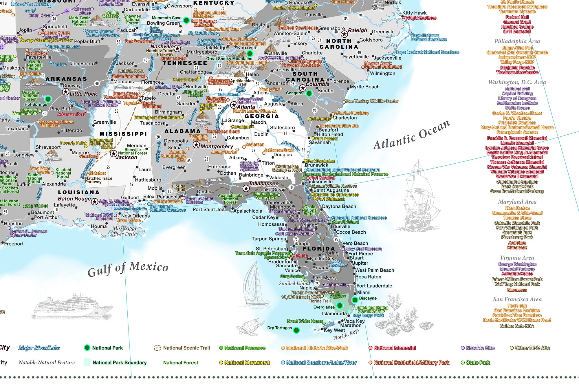 national parks map dry erase