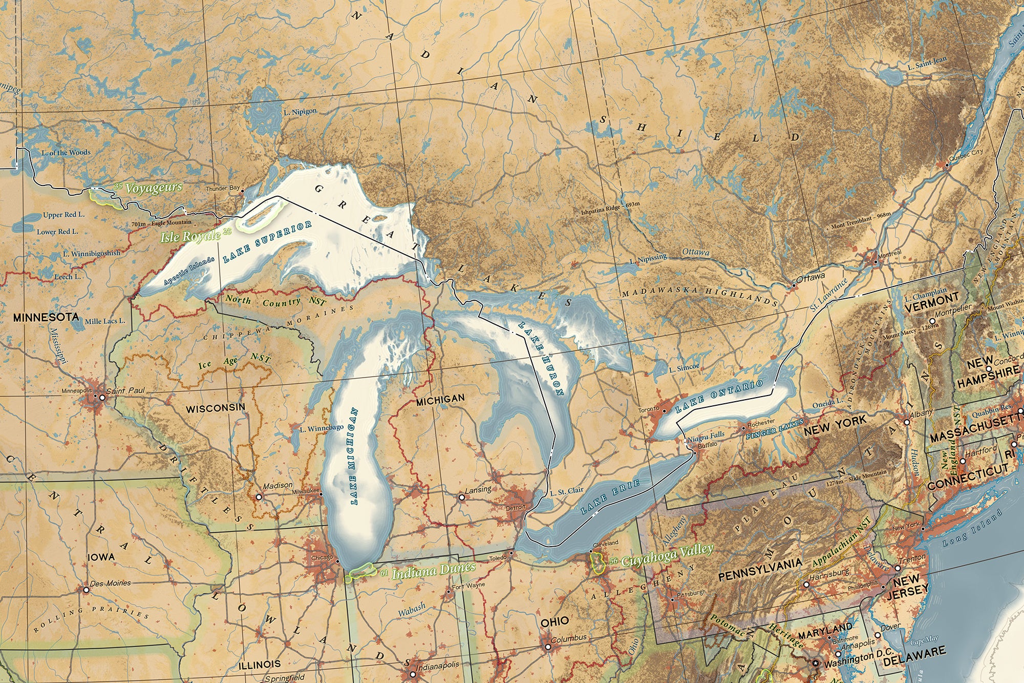 map of the great lakes names