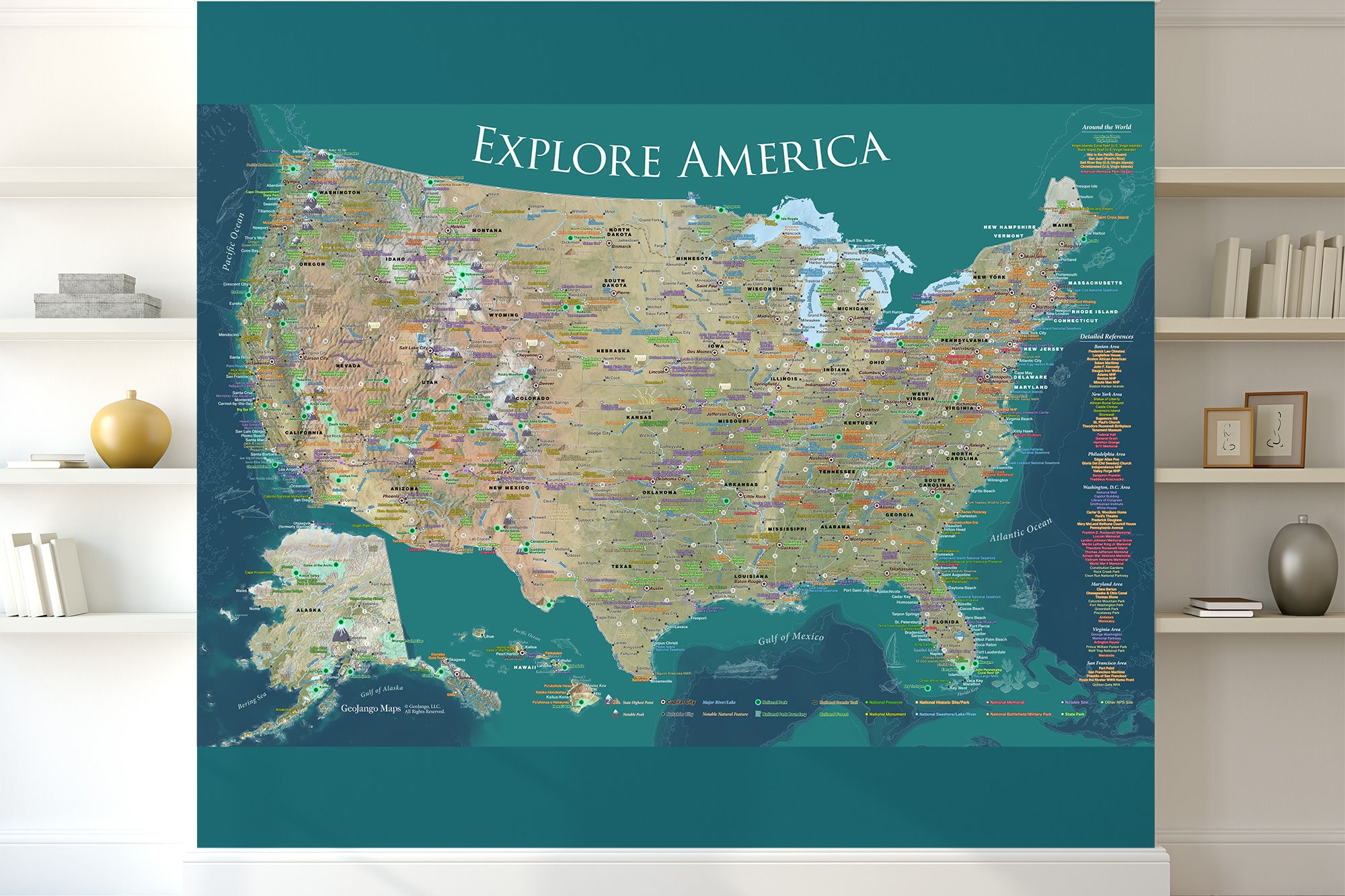 large physical map of the USA