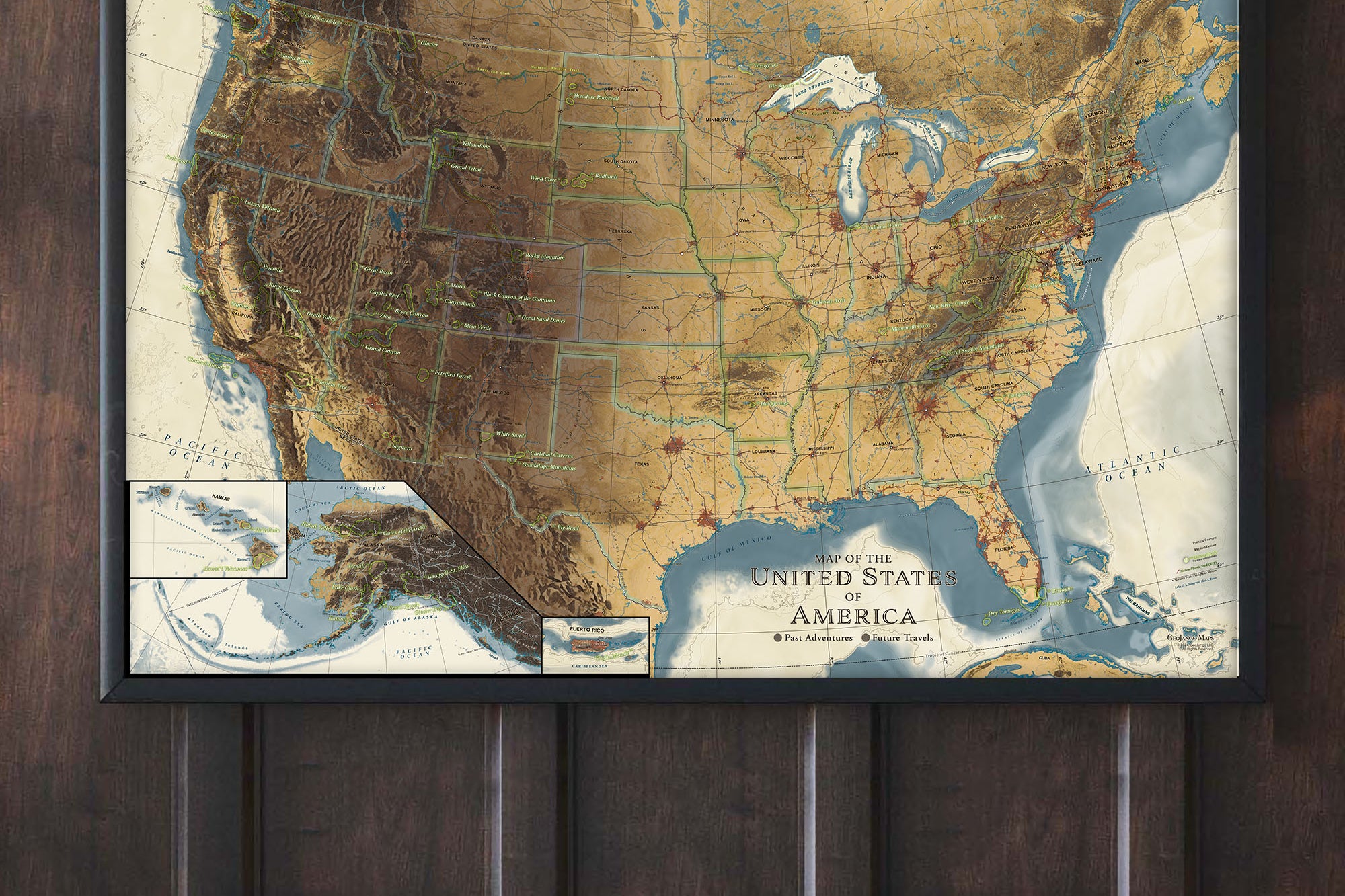 large usa map wall