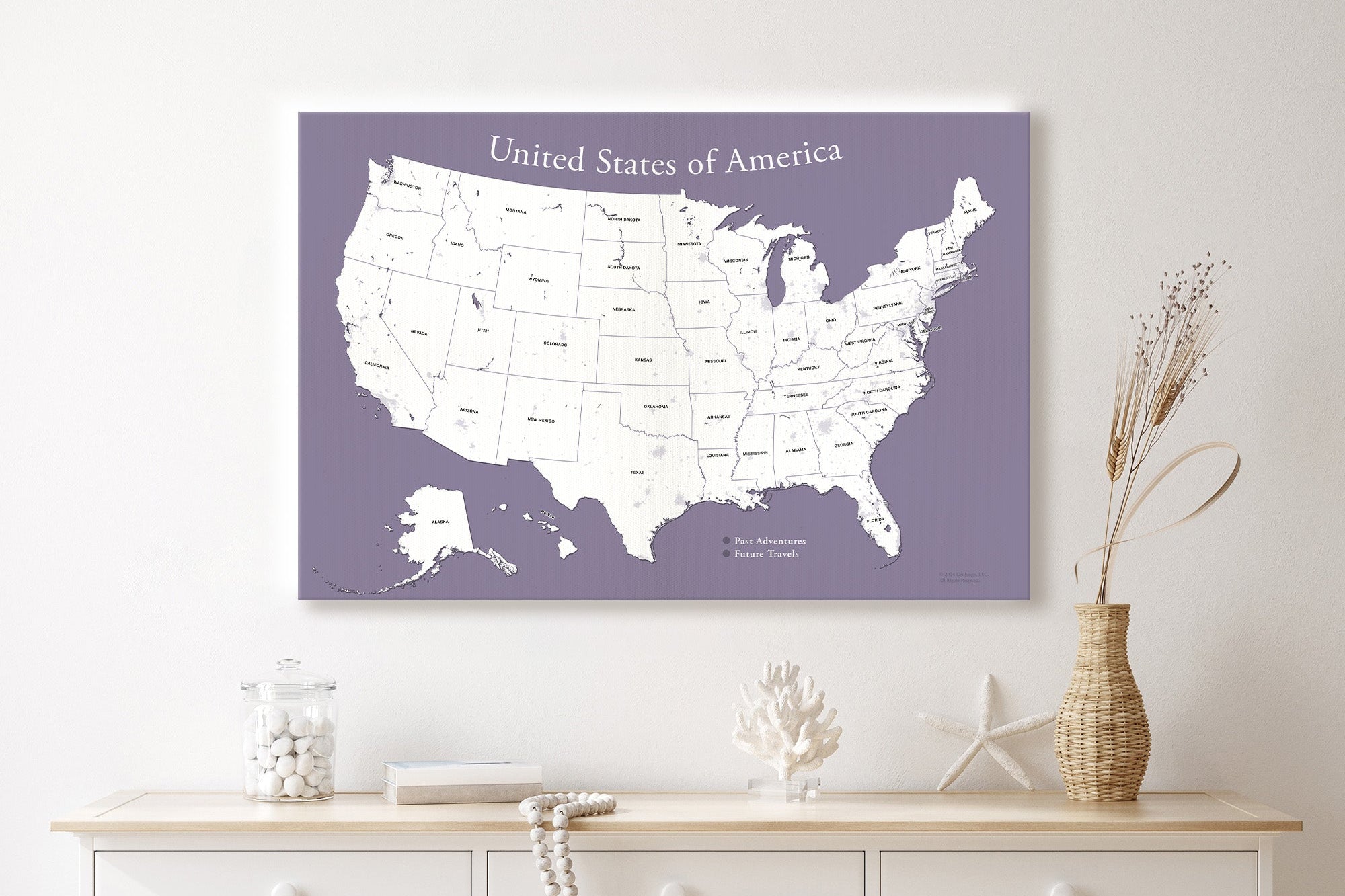 USA 50 states map Purple