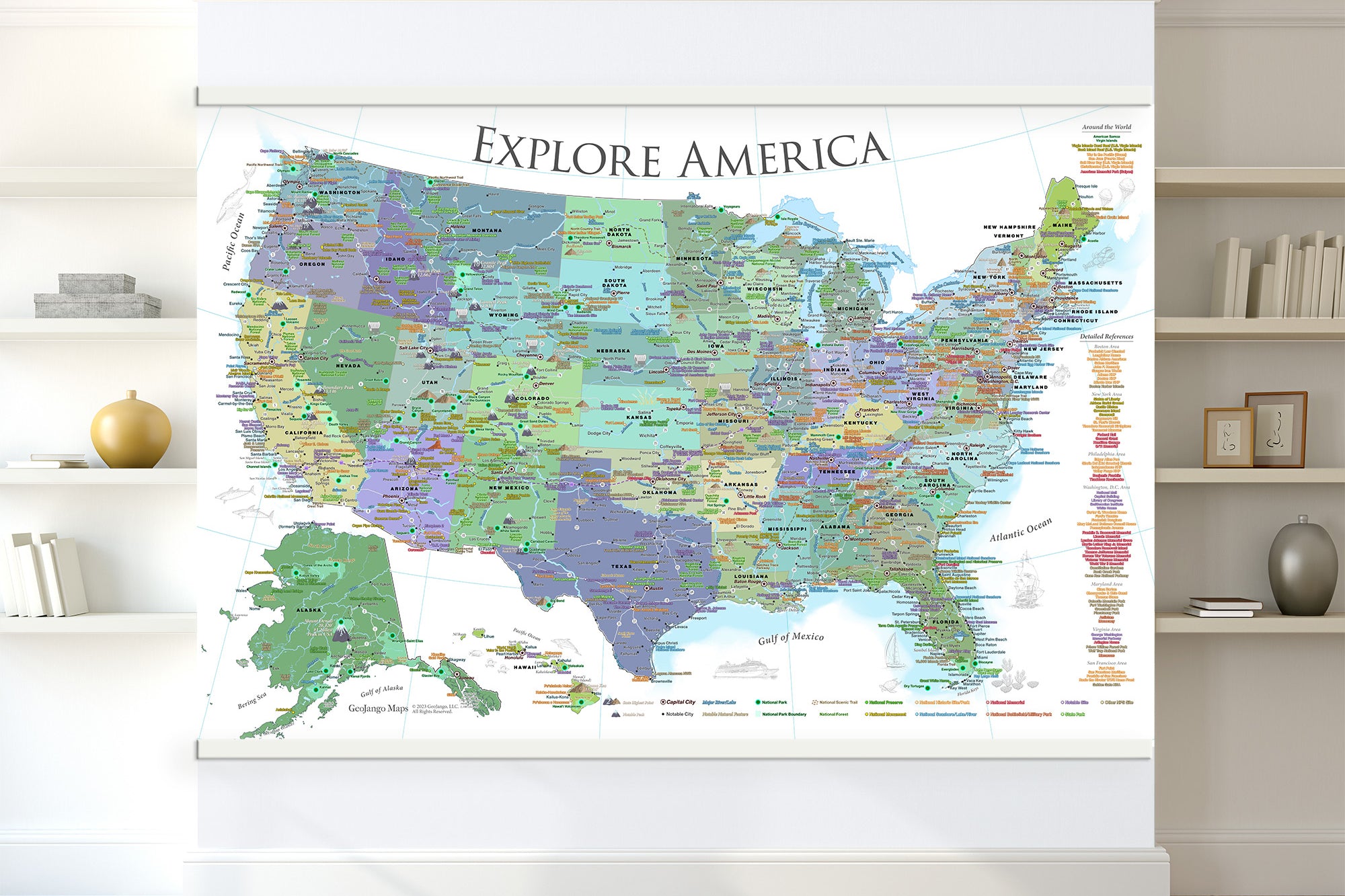 national parks map wall art