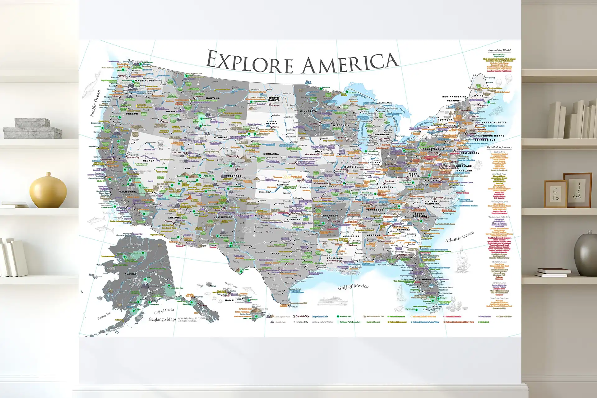 pull down map of the united states