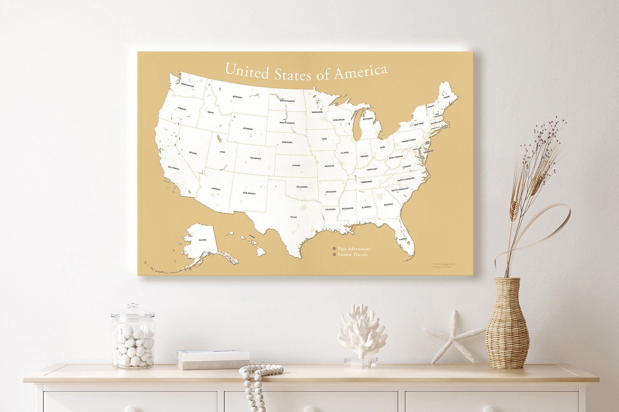 US 50 states map Yellow