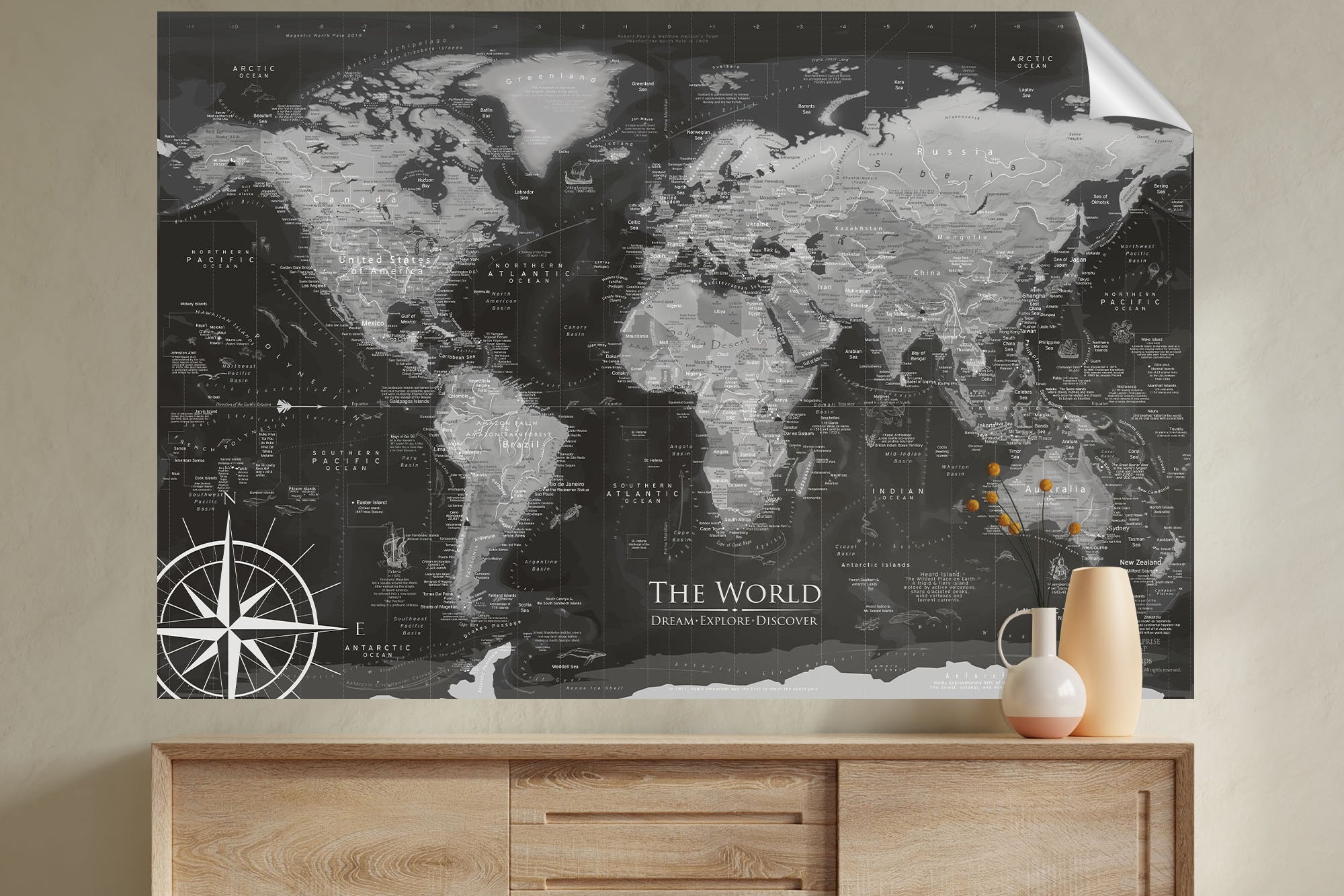 maps of the world wall art