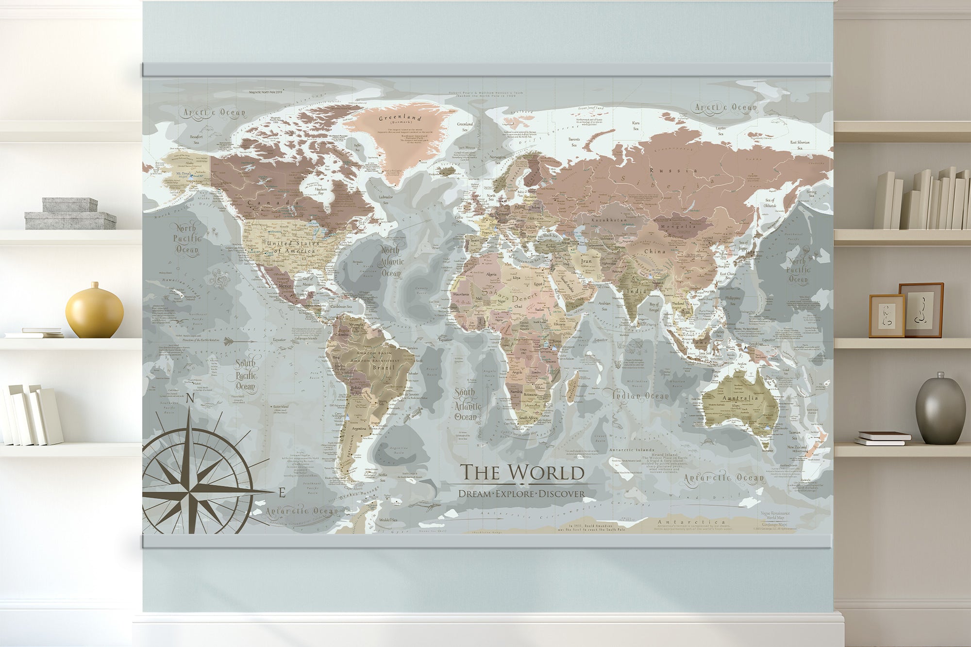 world map canvas painting