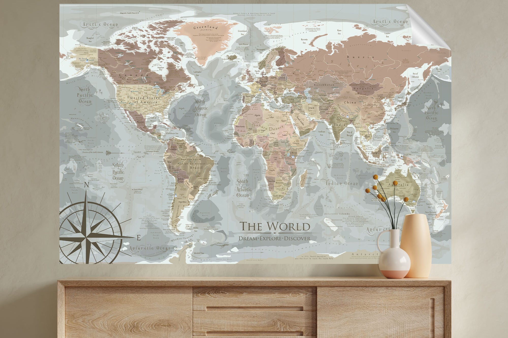 world map canvas painting