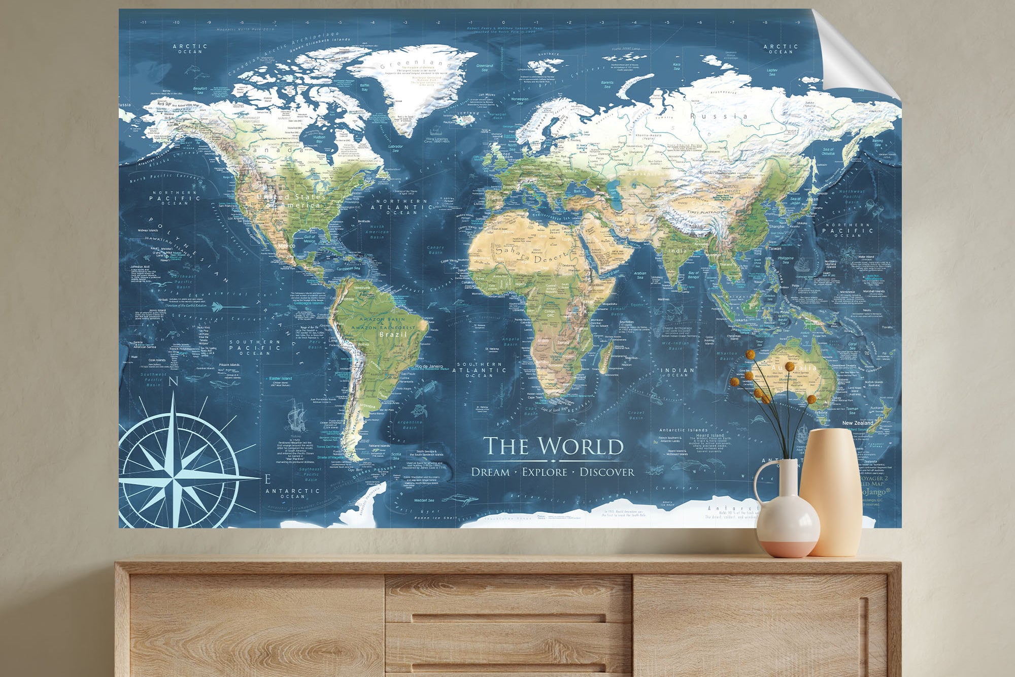 world map canvas wall decor