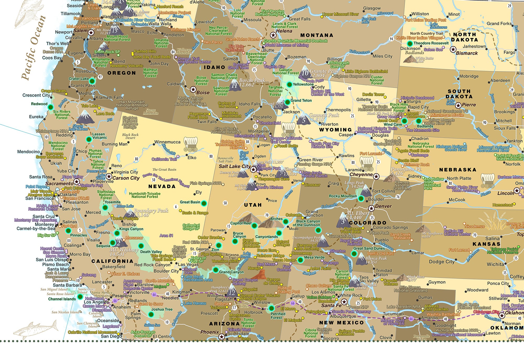 Detailed west coast map