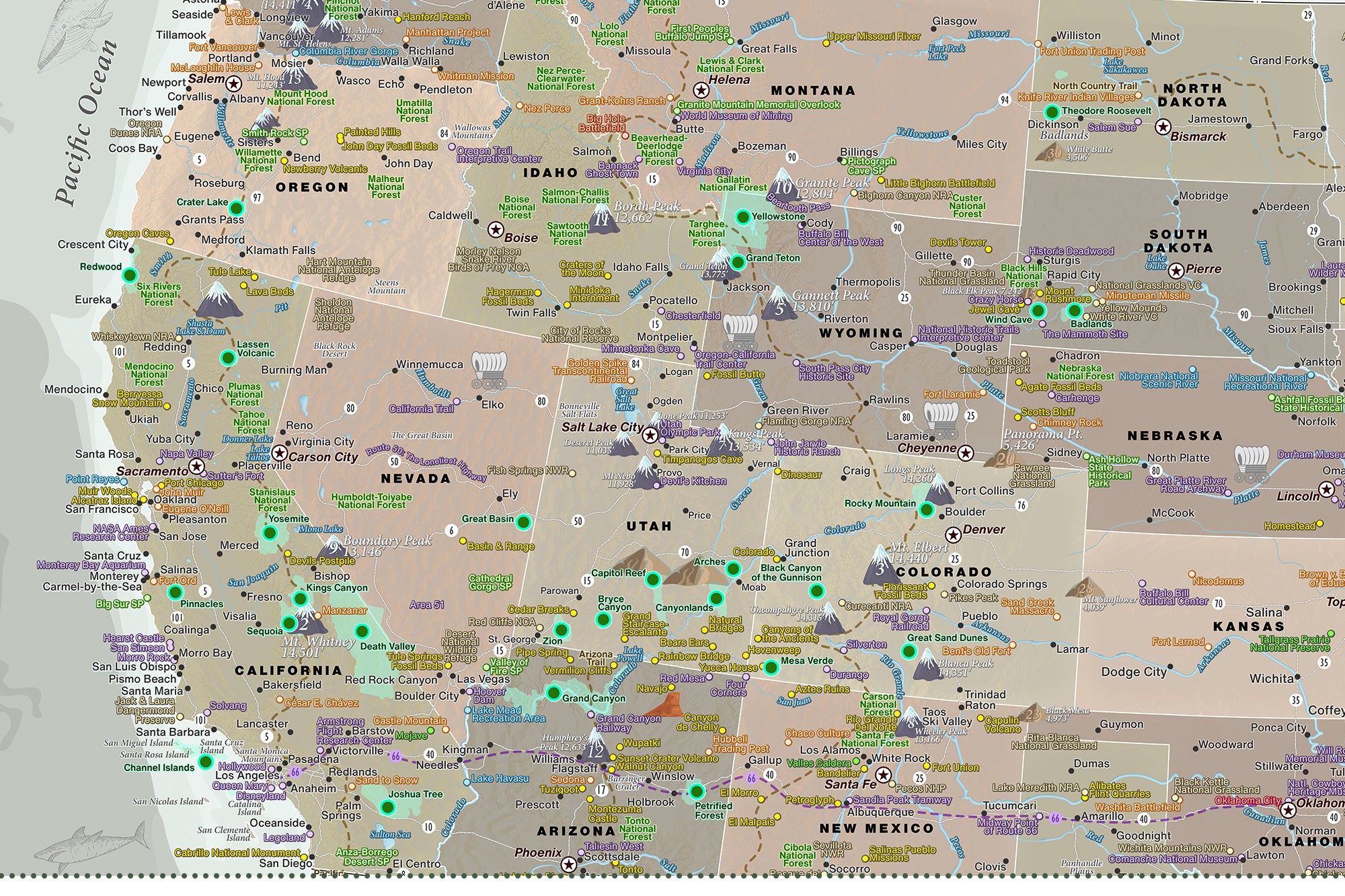 Map with Yellowstone national park