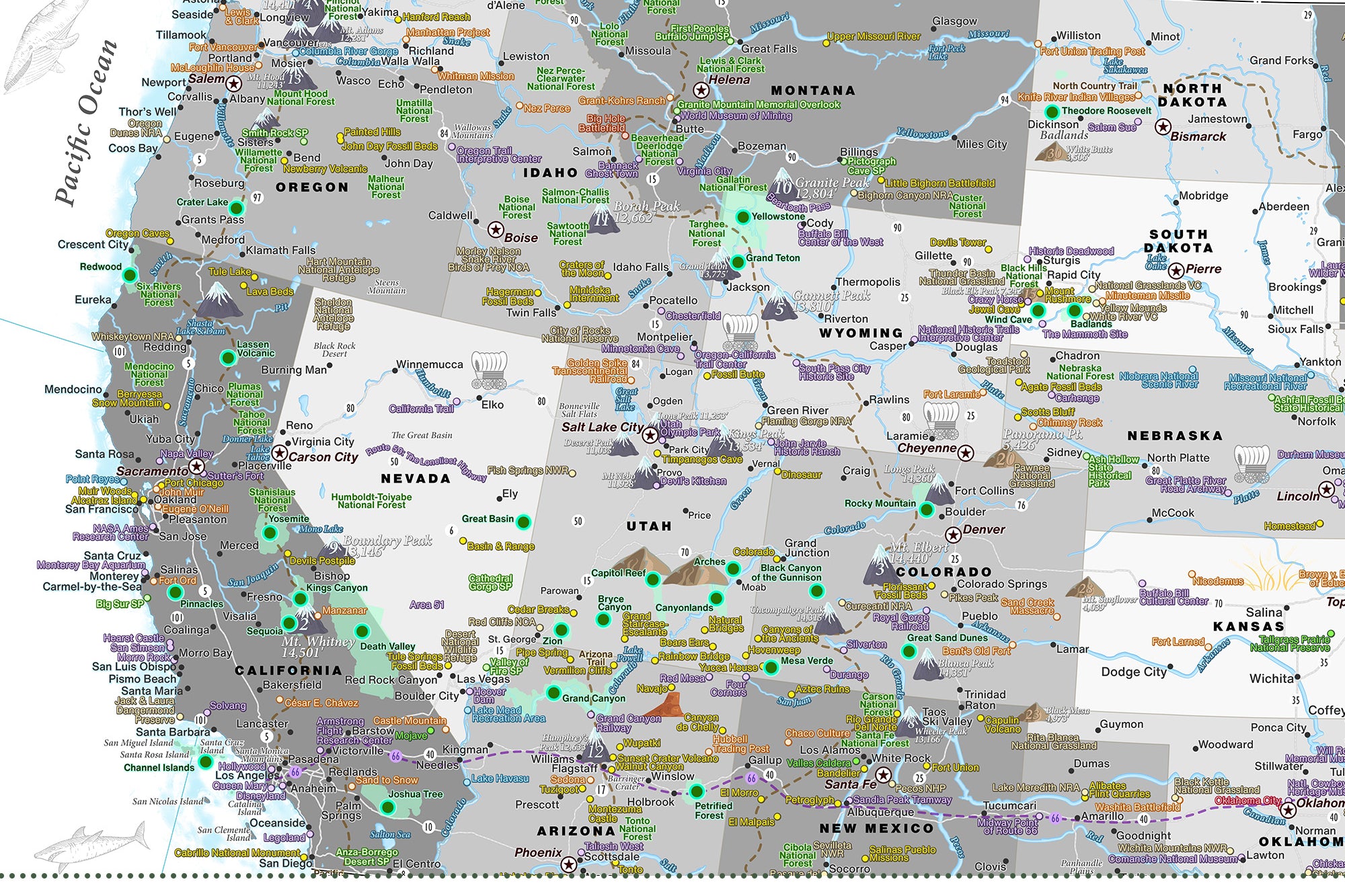 laminated national parks map