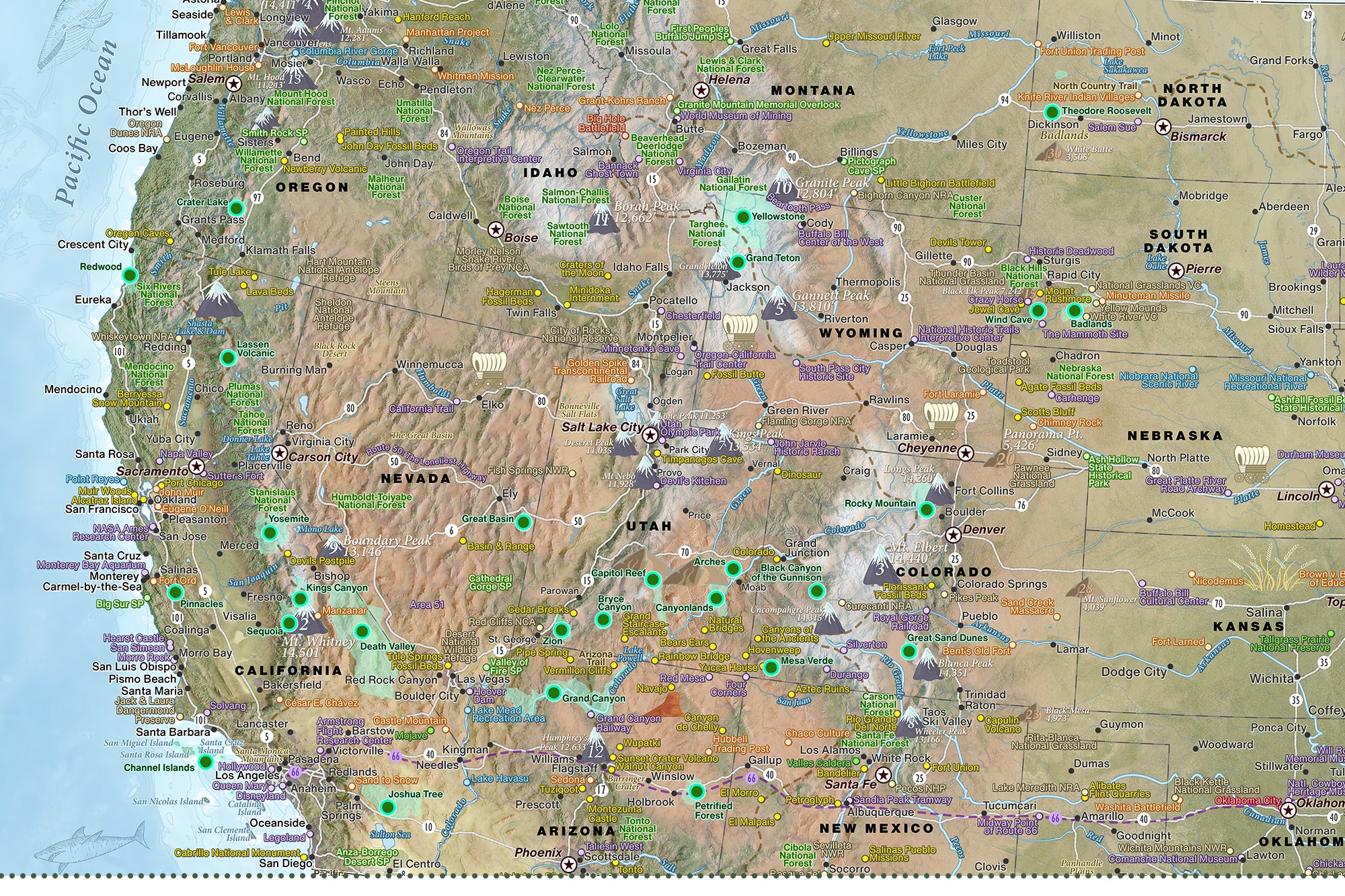 map with 600 national parks sites