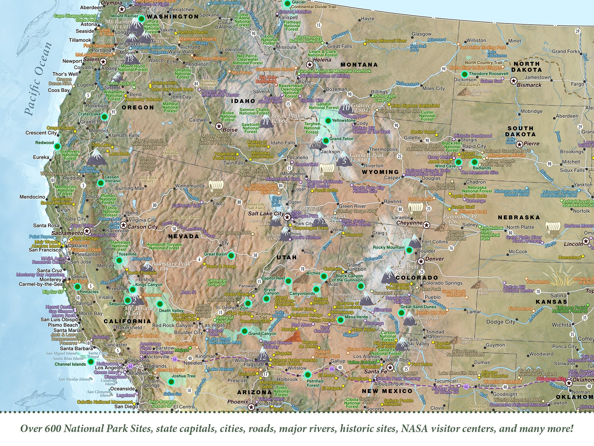 map with 600 national parks sites