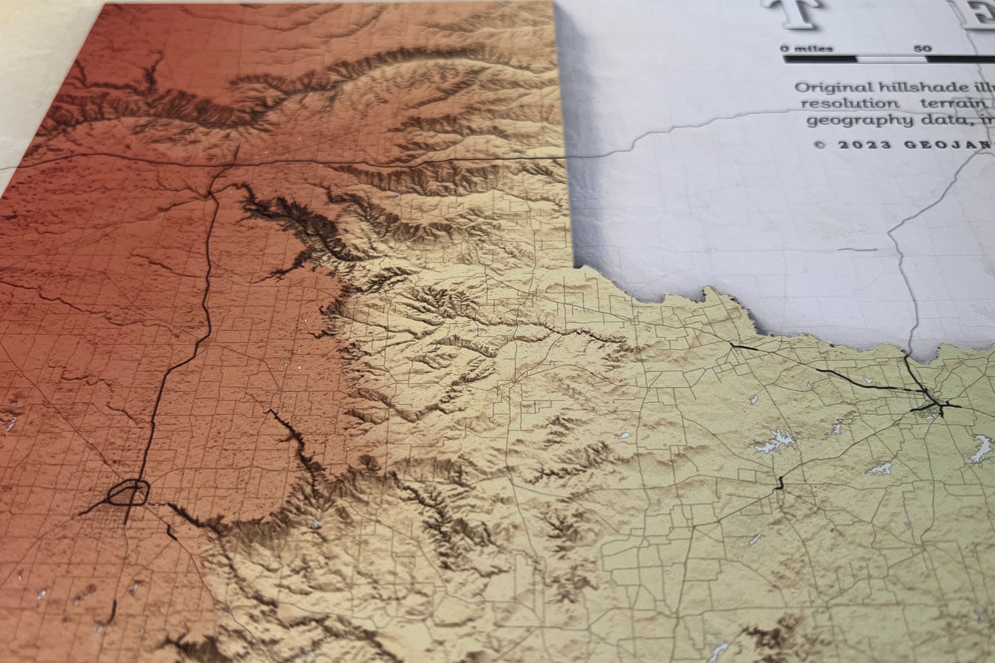 Detailed elevation of texas hill country