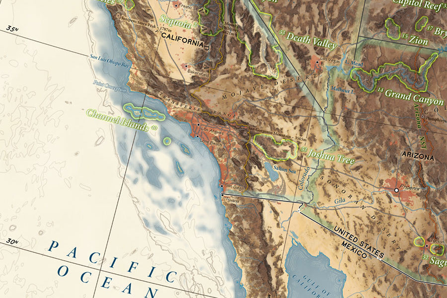detailed map of the us for wall