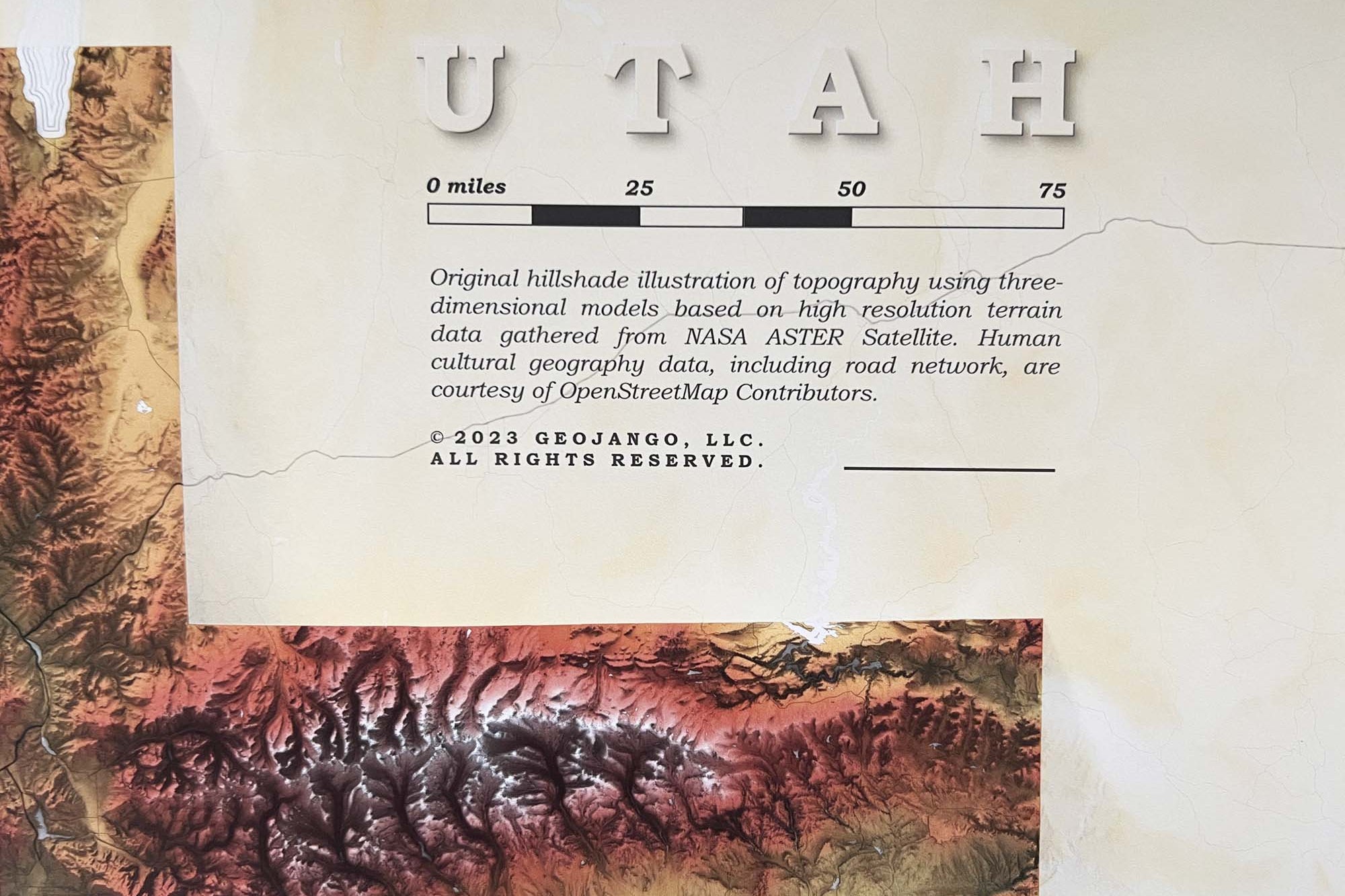 detailed utah shaded relief map