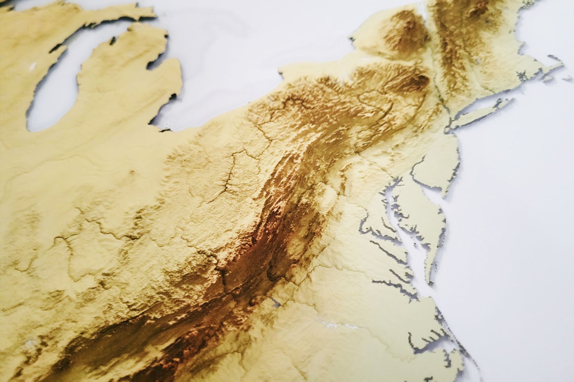 east coast shaded relief