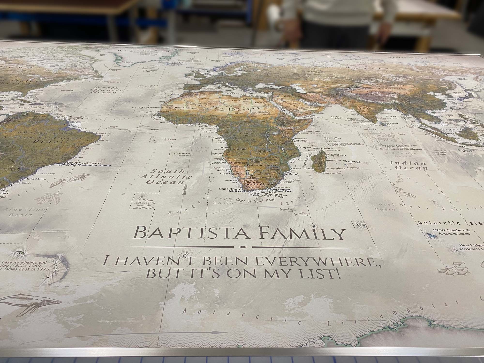 giant world map framed for home design