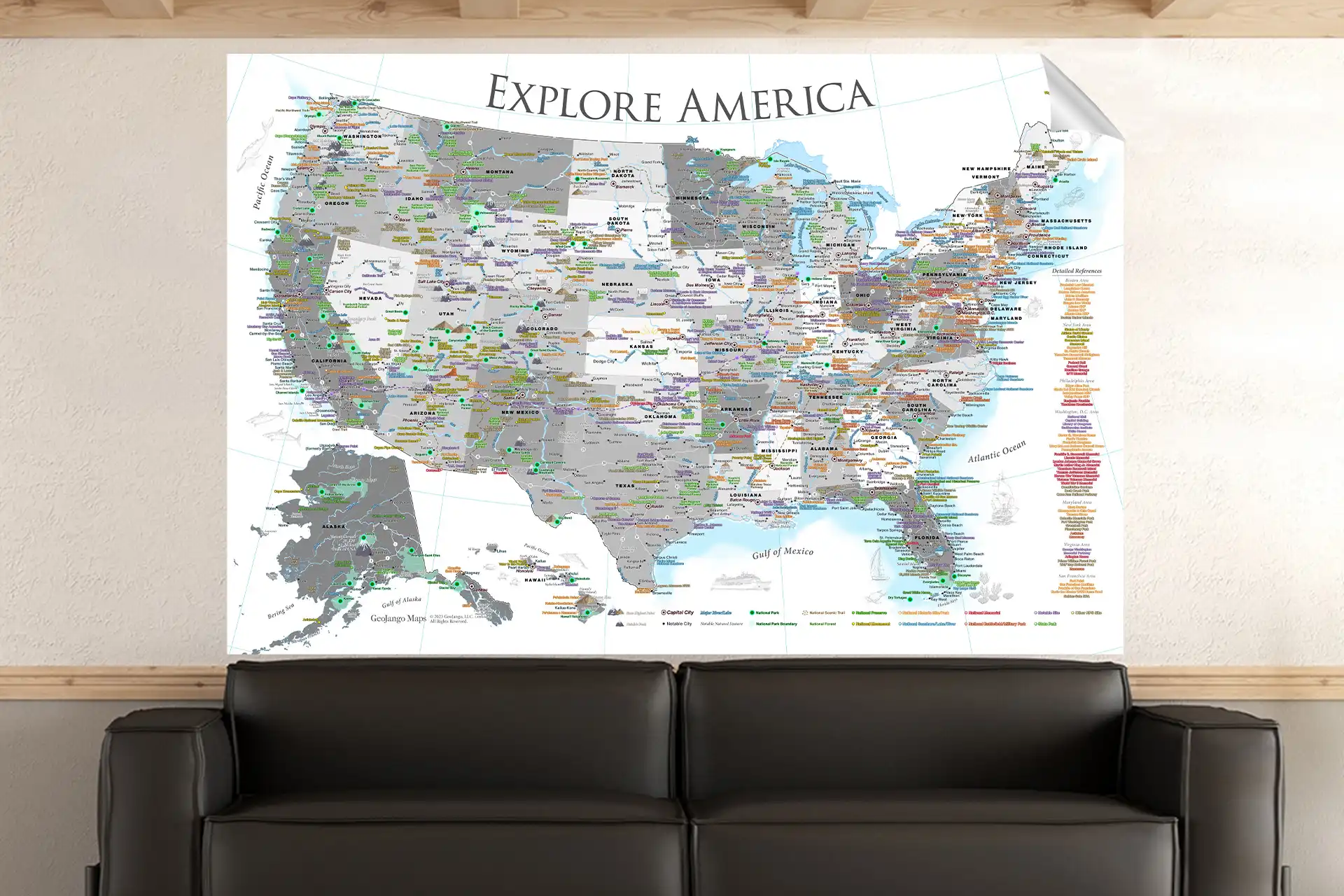 large map of the us laminated
