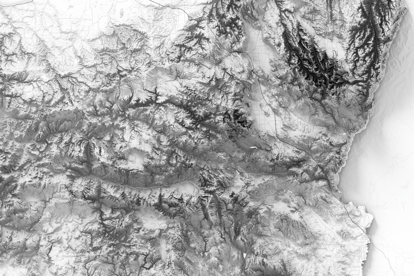 Detailed shaded relief of northwest oregon