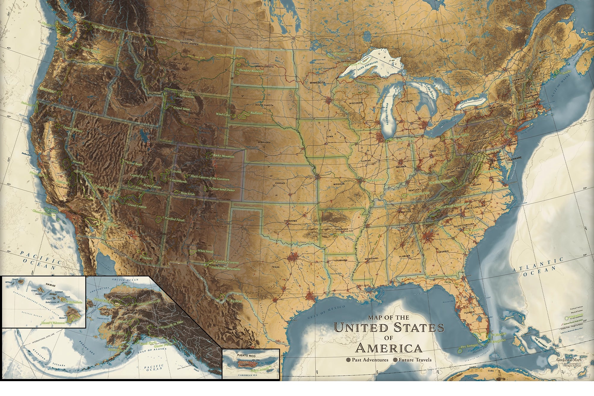 map of north america push pin