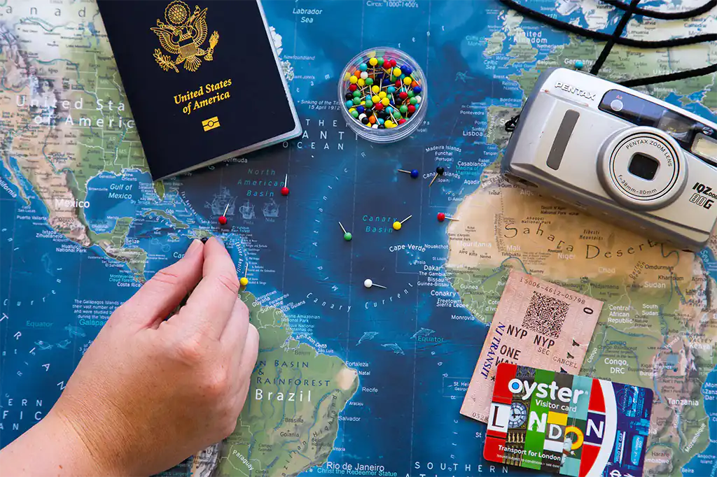 Voyager 2 World Push Pin Travel Map Exploration Scene