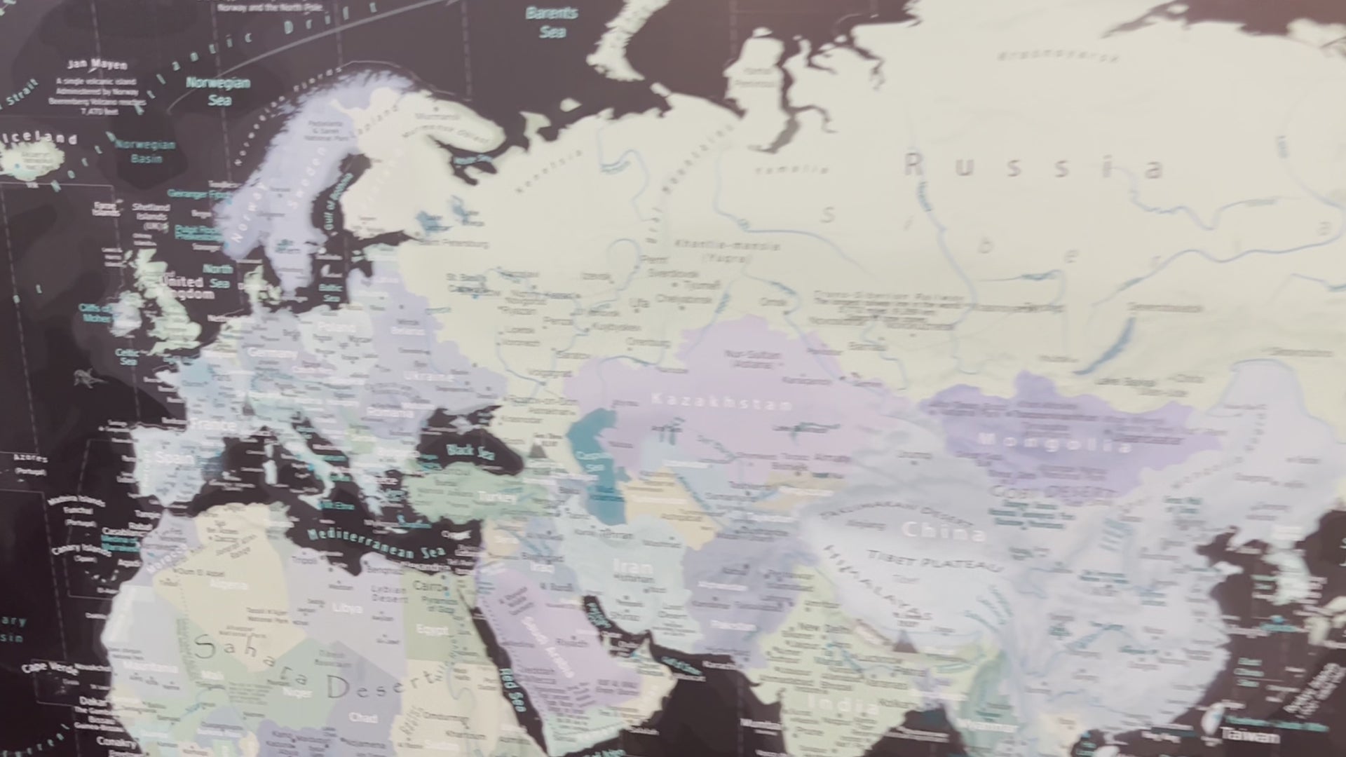 Detailed country map in black executive style