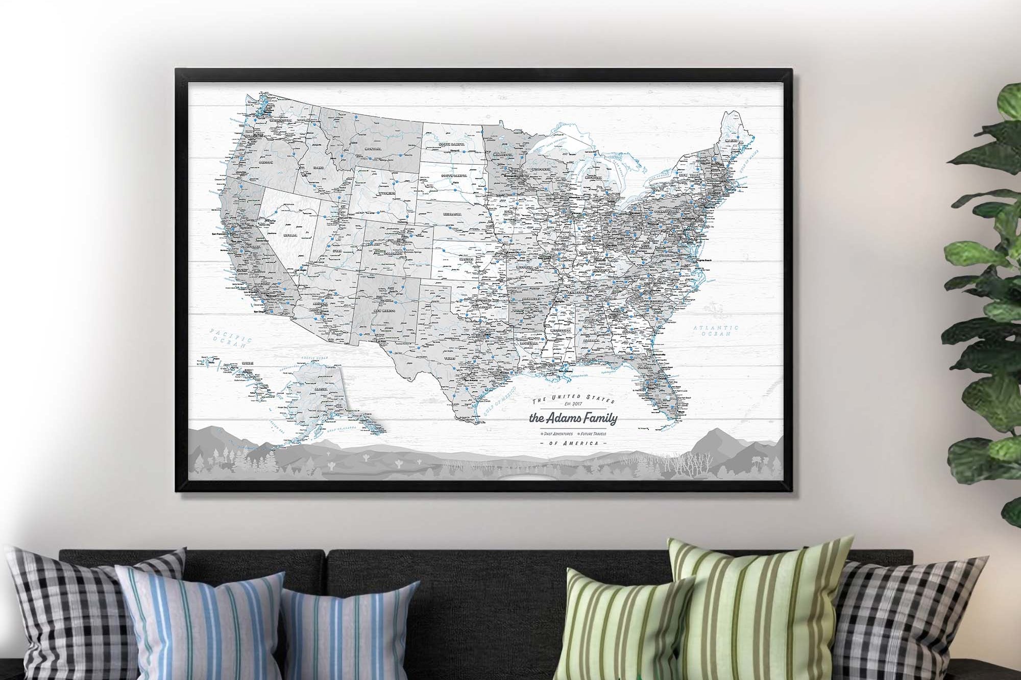 US Travel Map in gray