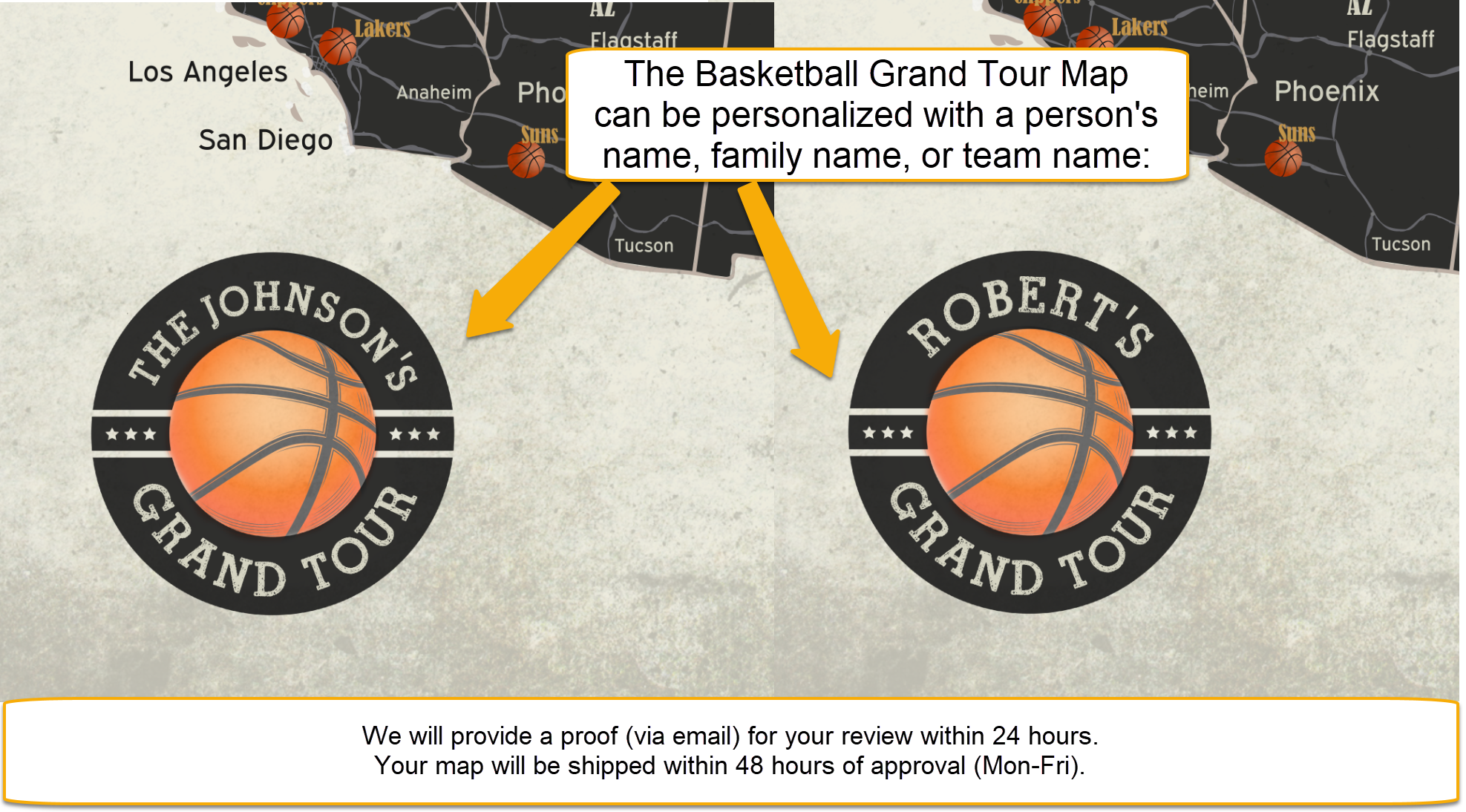 custom personalized basketball map