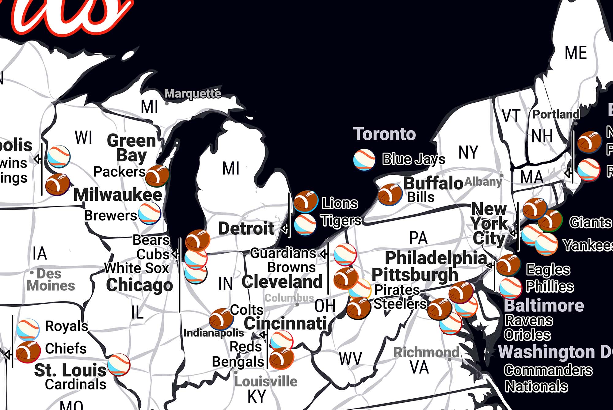 detailed sports map